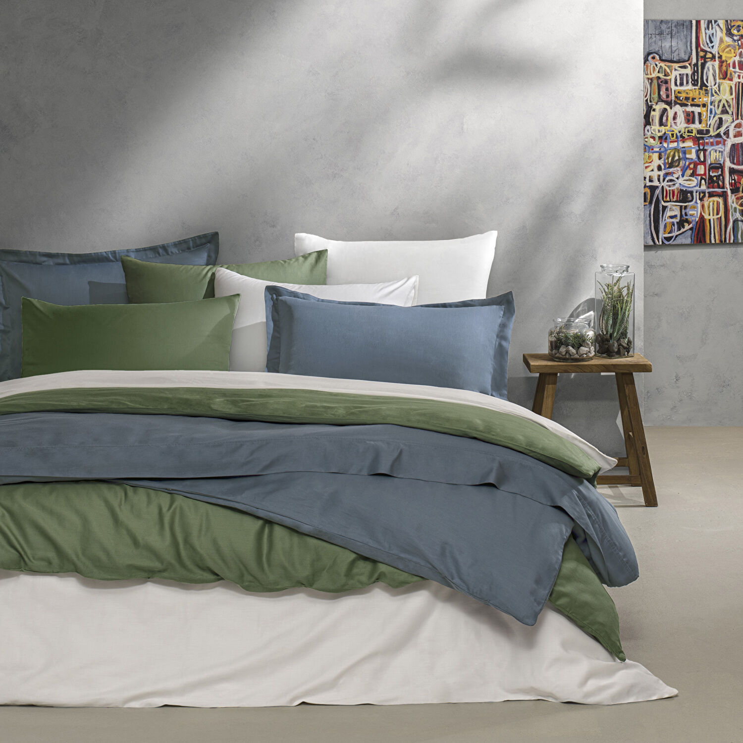 Linens Mix&Match Pamuk Saten Çift Kişilik Nevresim Kılıfı Ekru