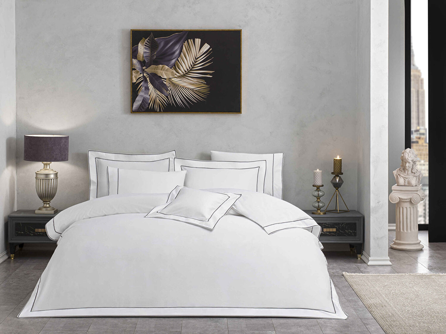 Valeron Duo Saten Çift Kişilik Nevresim Takımı Antrasit