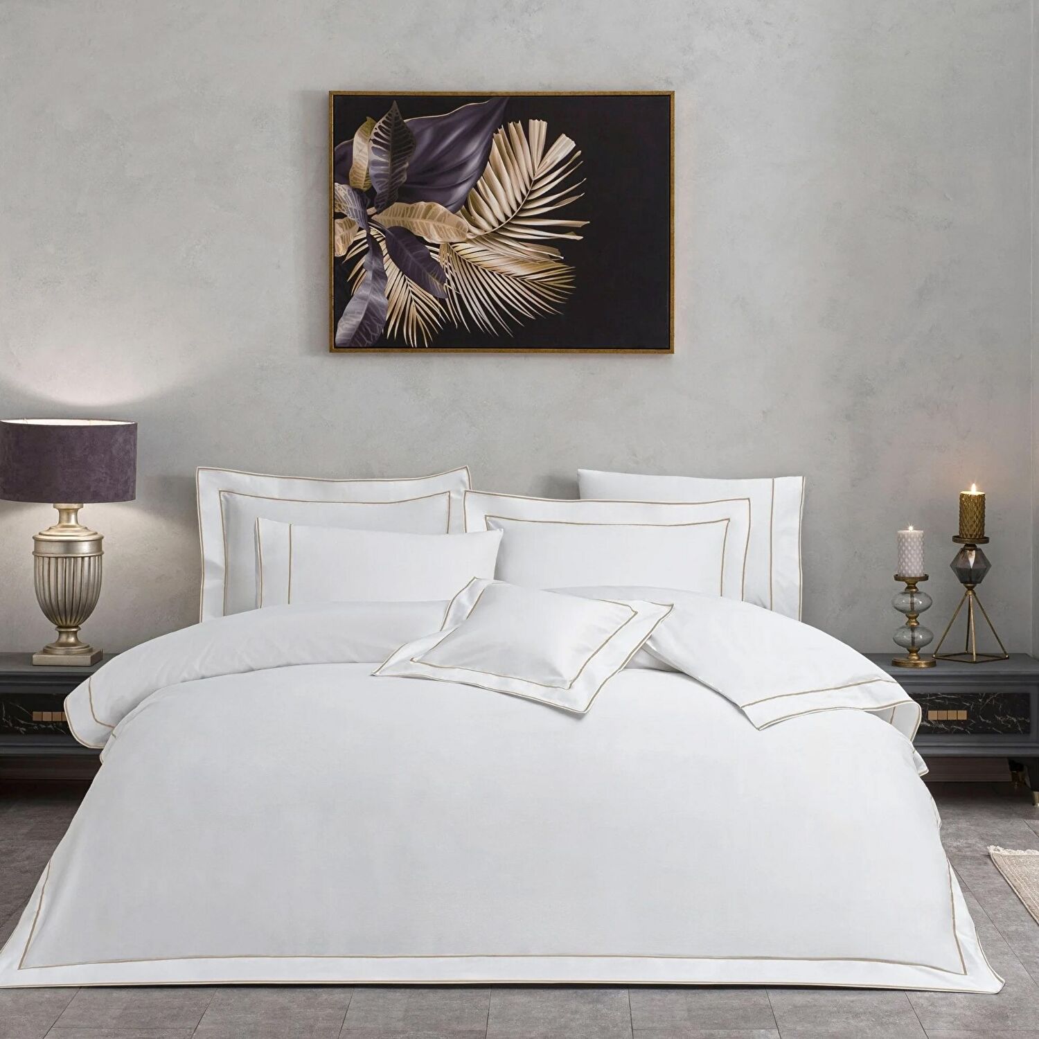 Valeron Duo Saten King Nevresim Takımı Camel