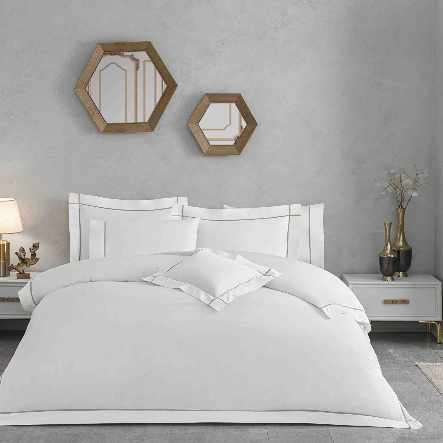 Valeron Mono Saten King Nevresim Takımı Camel