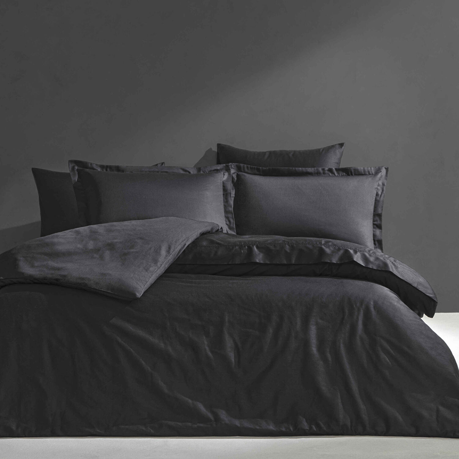 Linens Mix&Match Pamuk Saten 2'li Volanlı Yastık Kılıfı Seti Siyah