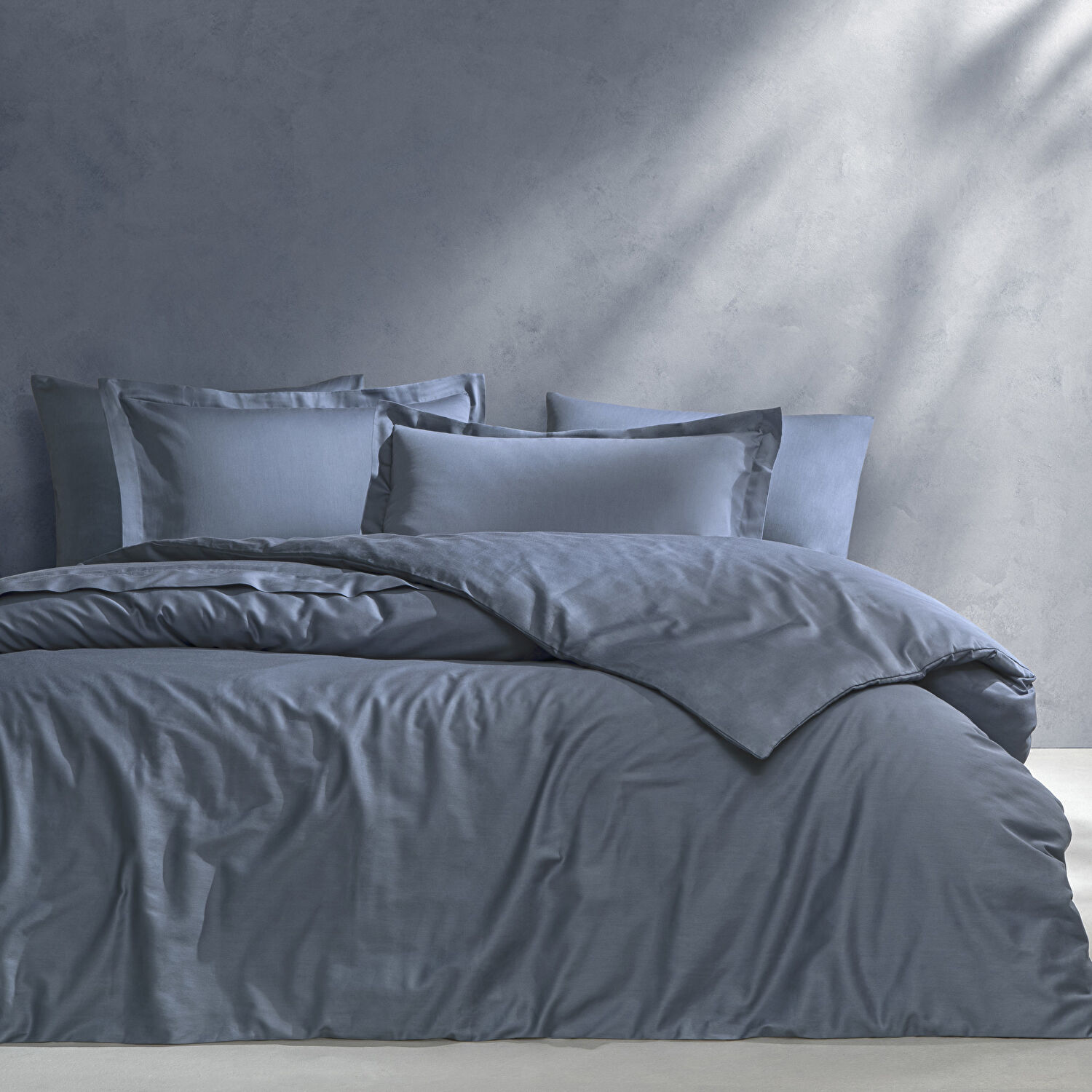 Linens Mix&Match Pamuk Saten Çift Kişilik Nevresim Kılıfı İndigo