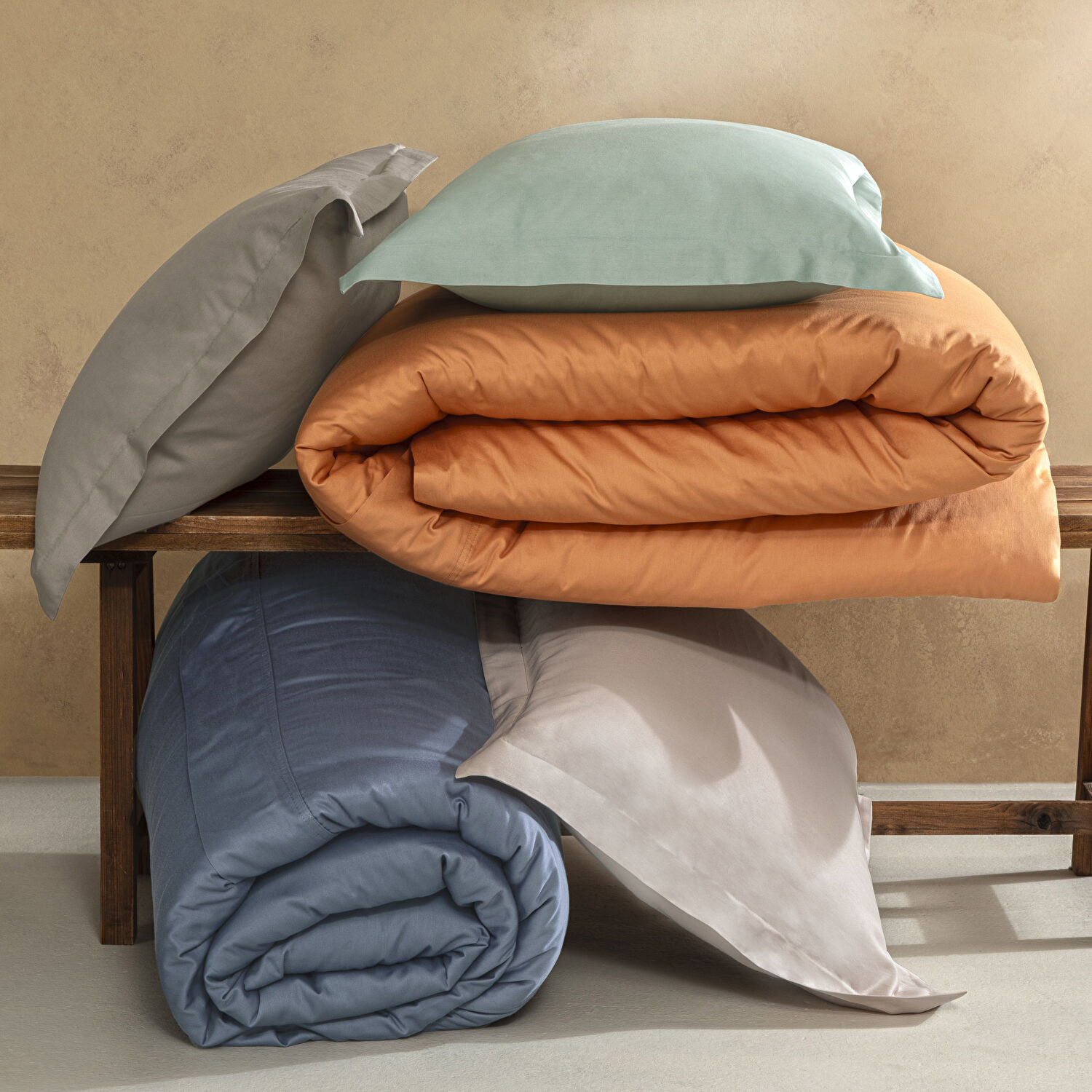 Linens Mix&Match Pamuk Saten Çift Kişilik Nevresim Kılıfı İndigo