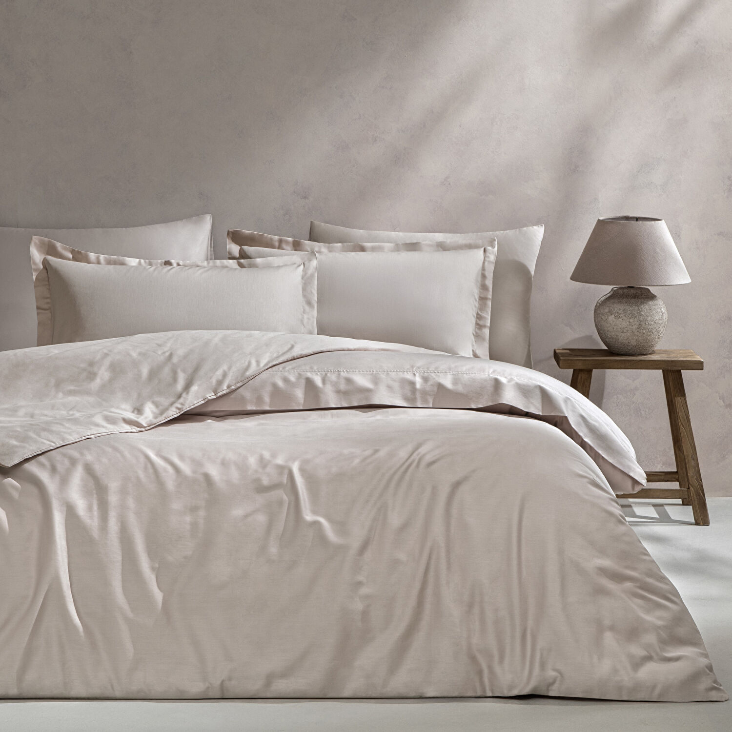 Linens Mix&Match Pamuk Saten King Size Nevresim Kılıfı Taş