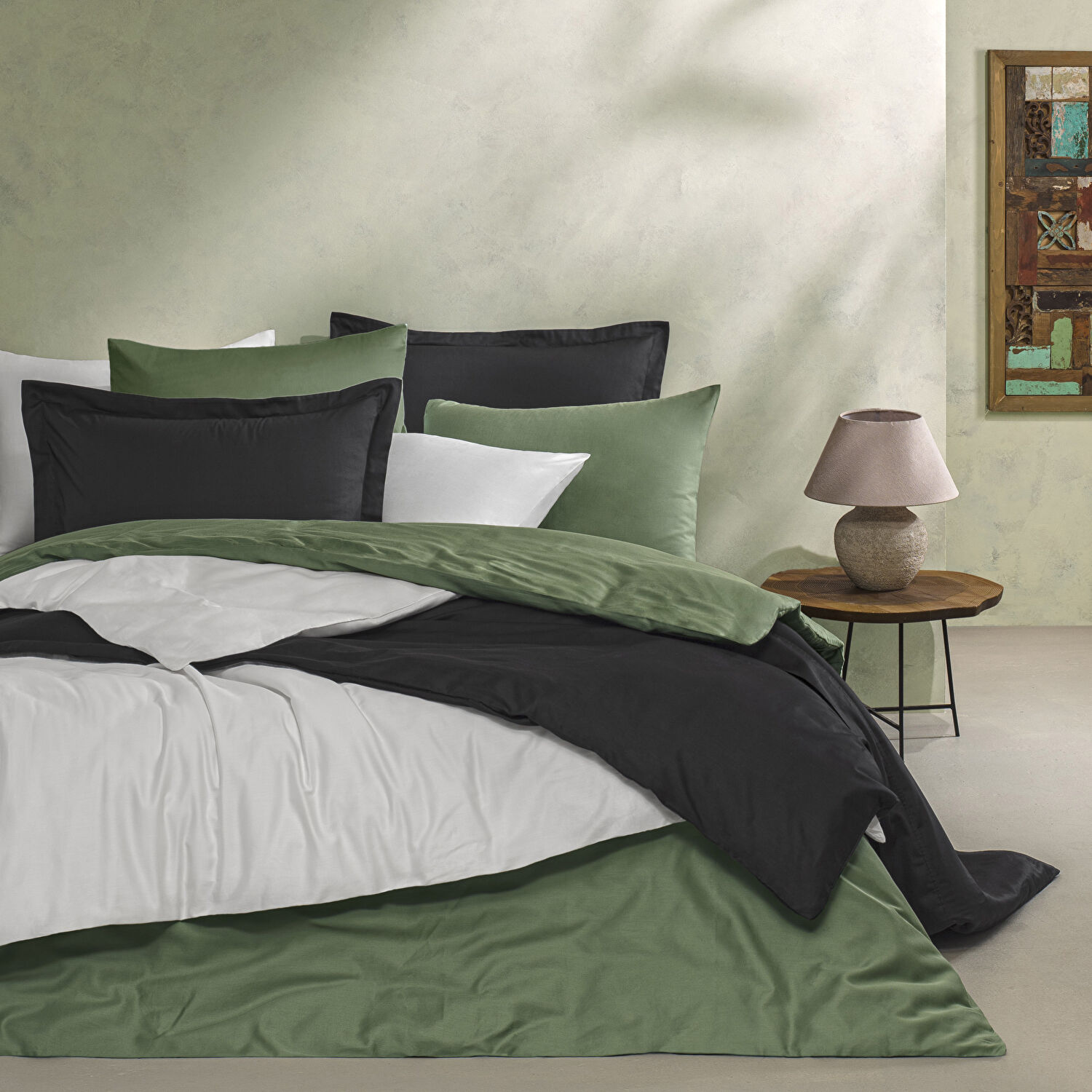 Linens Mix&Match Pamuk Saten Çift Kişilik Nevresim Kılıfı Ekru