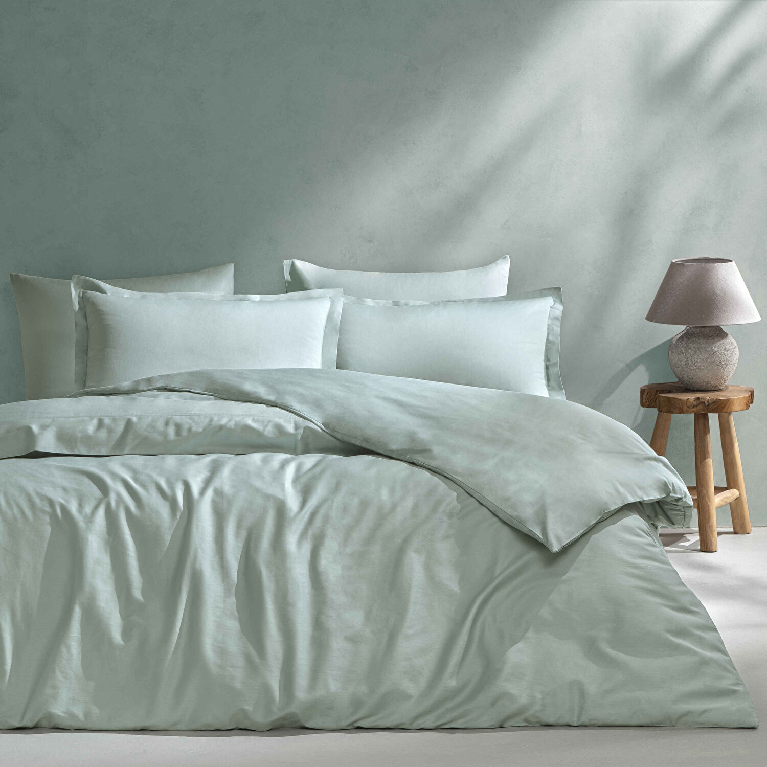 Linens Mix&Match Pamuk Saten Çift Kişilik Nevresim Kılıfı Yeşil