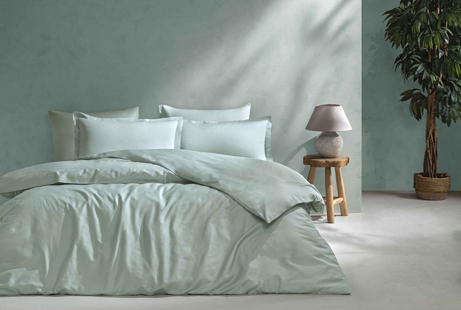 Linens Mix&Match Pamuk Saten Çift Kişilik Nevresim Kılıfı Yeşil