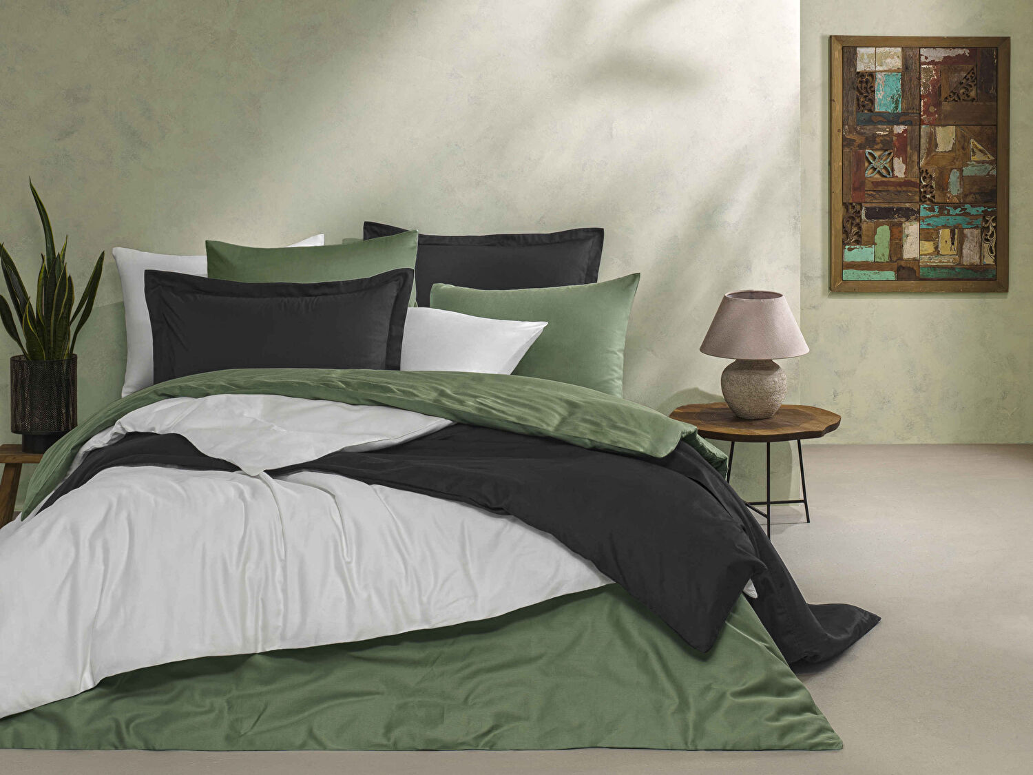 Linens Mix&Match Pamuk Saten 2'li Volanlı Yastık Kılıfı Seti Siyah