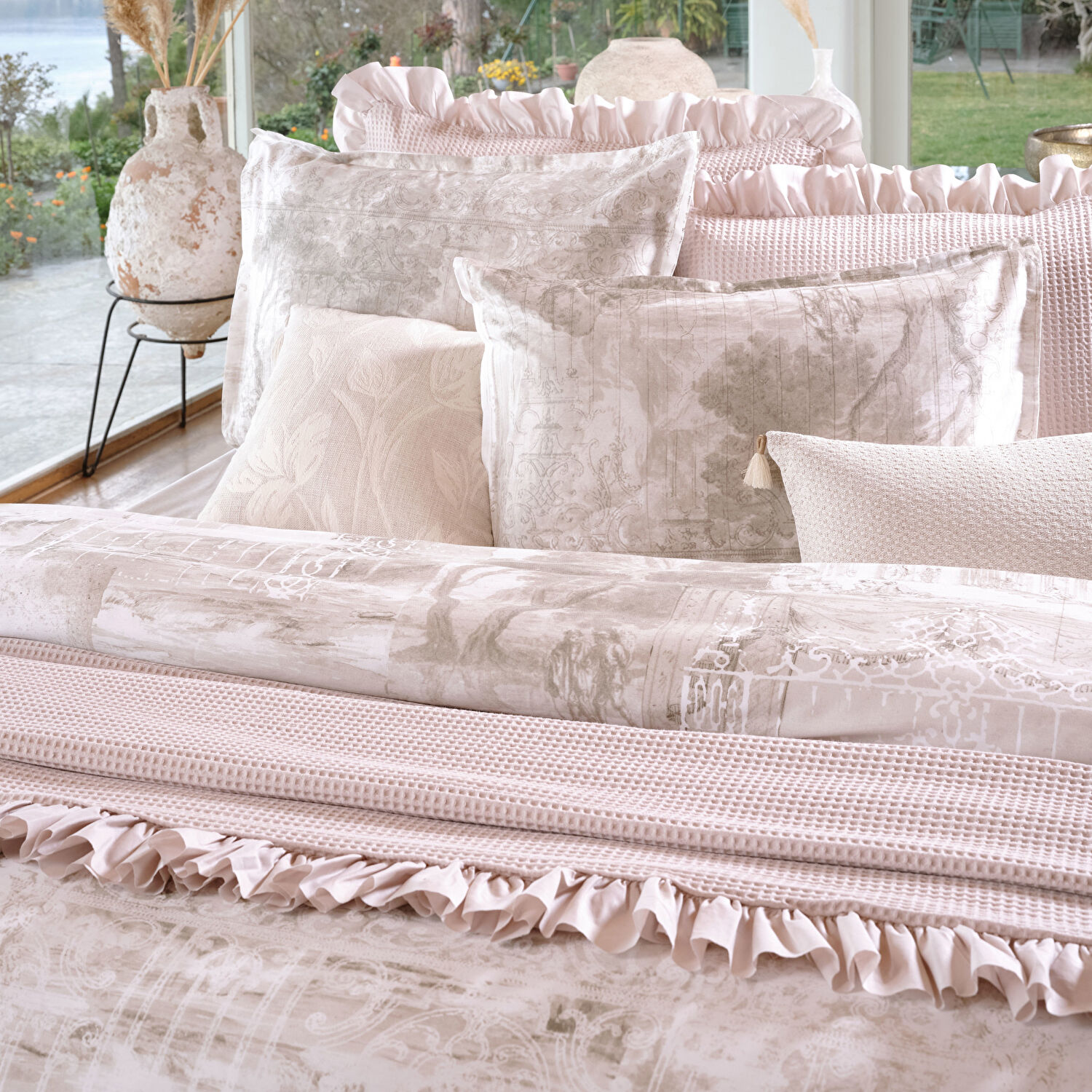 Linens Bsp Çift Kişilik Yatak Örtüsü Seti Taş