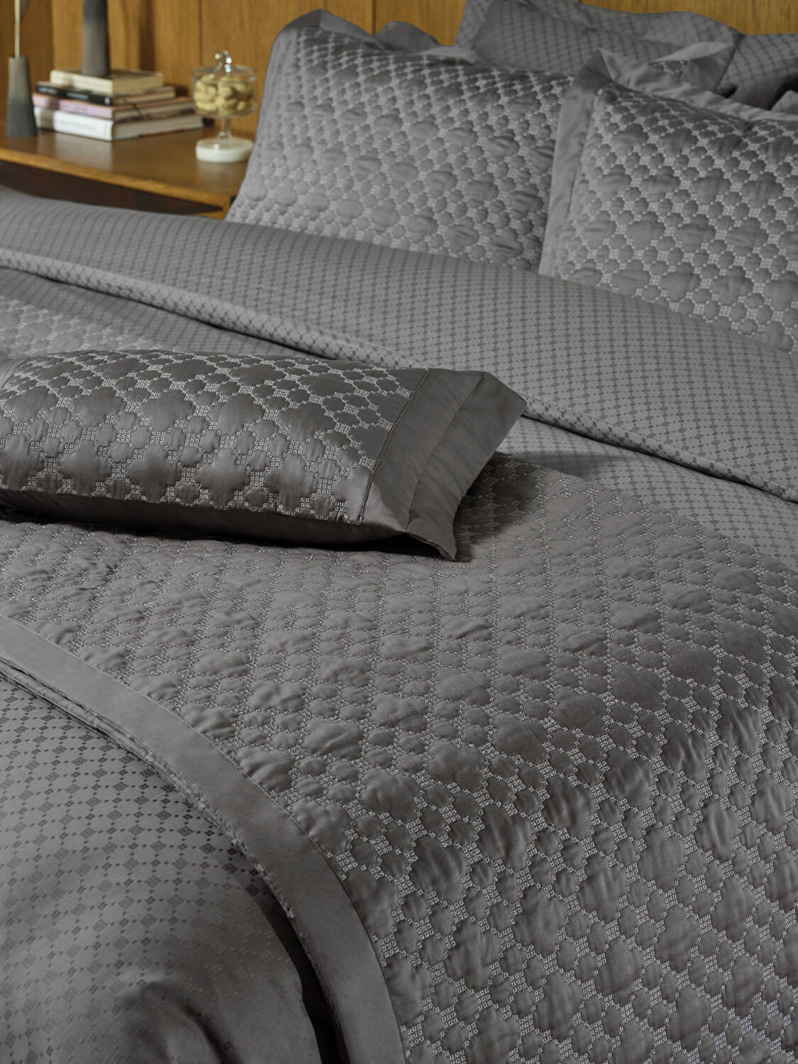 Valeron Lia Tek Kişilik Yatak Örtüsü Seti Antrasit