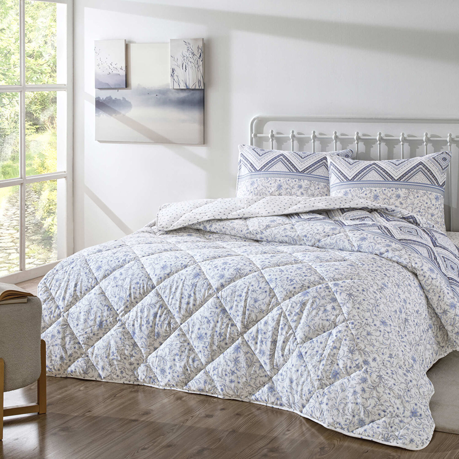 Taç Siena Ranforce Çift Kişilik Yorgan Set Lacivert