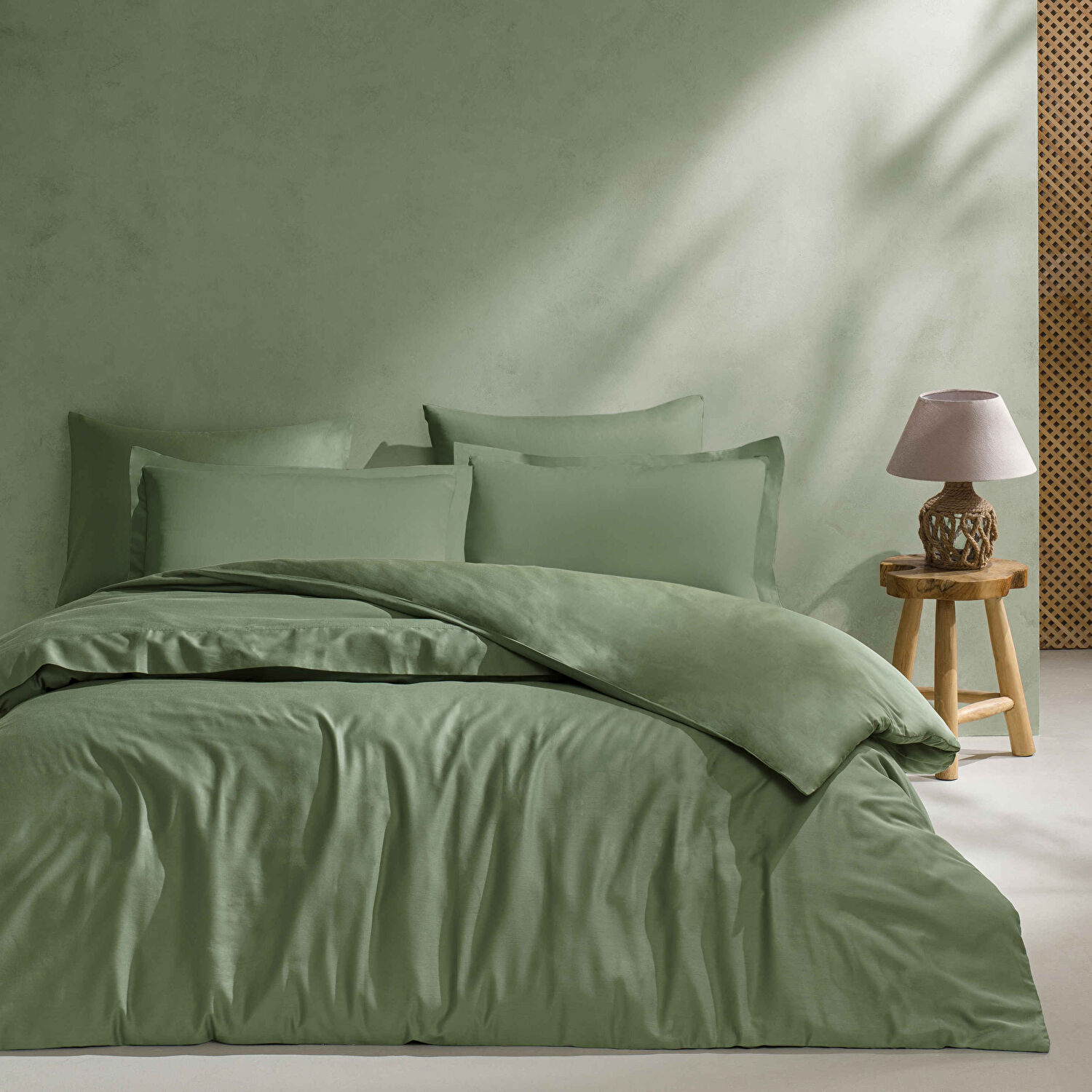 Linens Mix&Match Pamuk Saten Çift Kişilik Çarşaf Koyu Yeşil