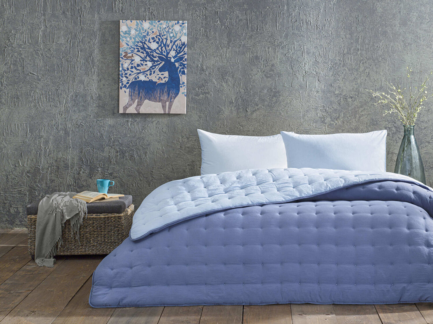 Taç Donna Çift Kişilik Sleeper Set Mavi
