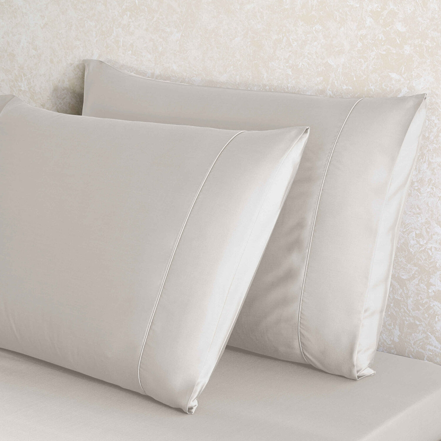 Linens Tencel 2'li Volanlı Yastık Kılıfı Bej