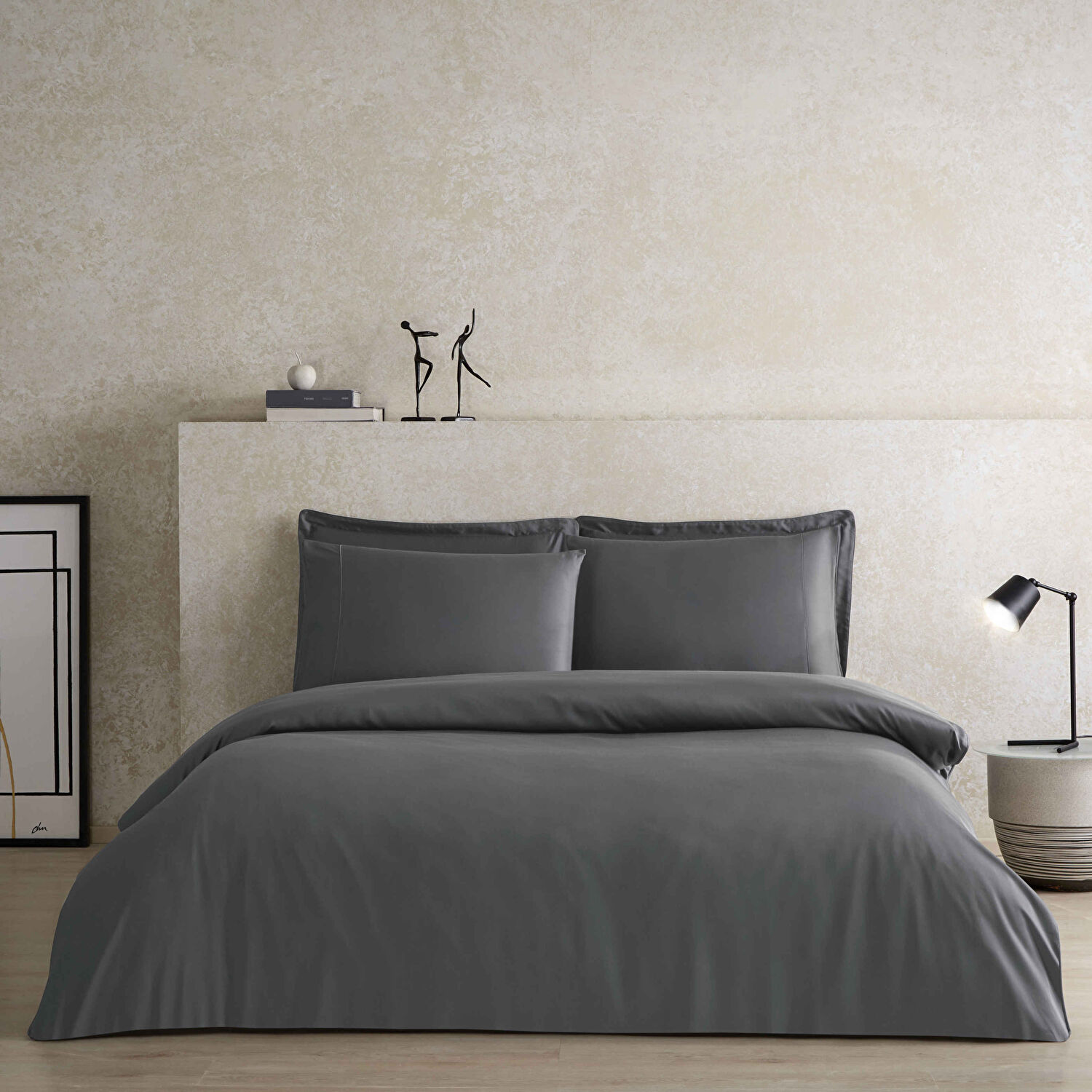 Linens X TENCEL™ Lyocell Çift Kişilik Nevresim Kılıfı Antrasit