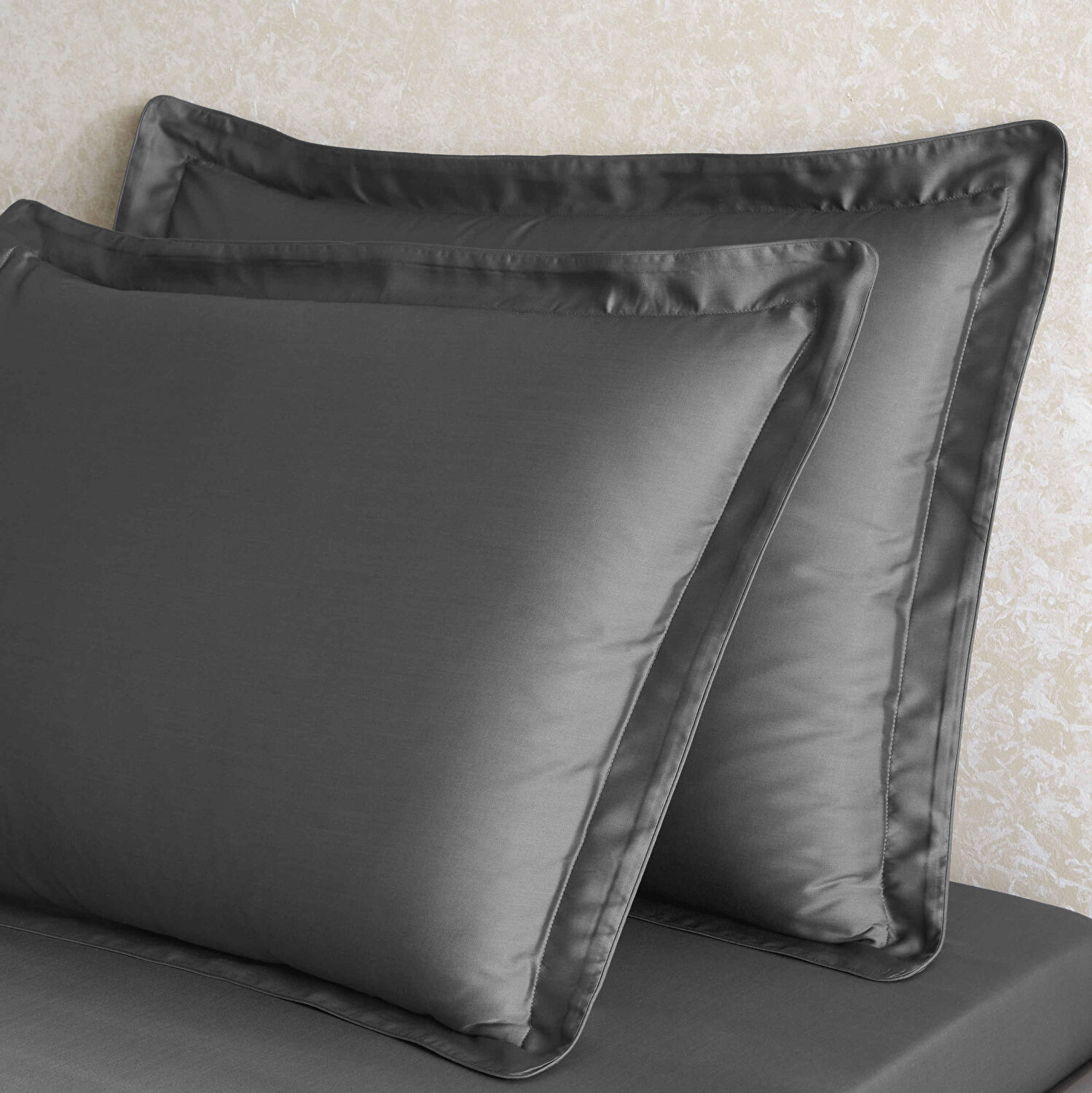 Linens Tencel 2'li Volanlı Yastık Kılıfı Antrasit
