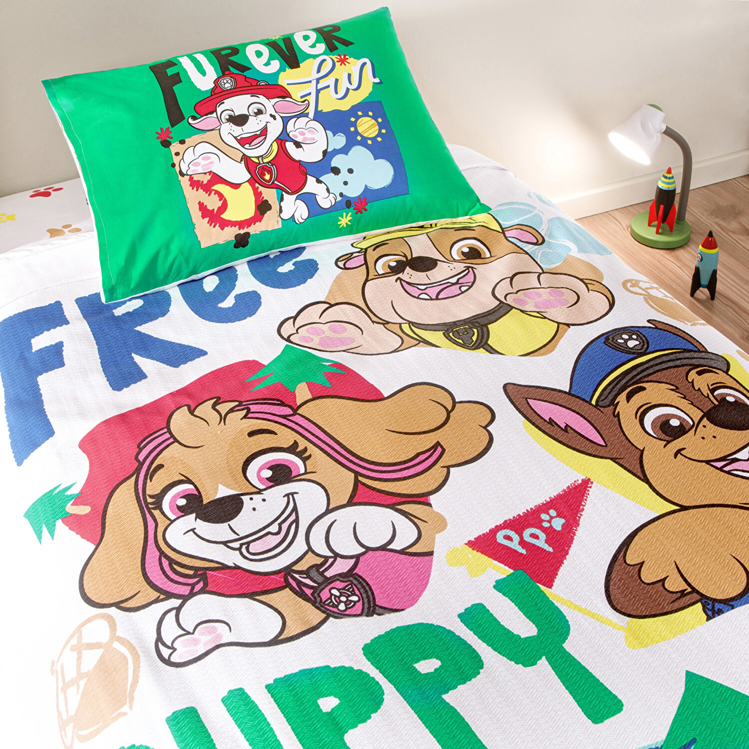 Taç Lisanslı Paw Free Hugs Tek Kişilik Pamuk Pike Takımı