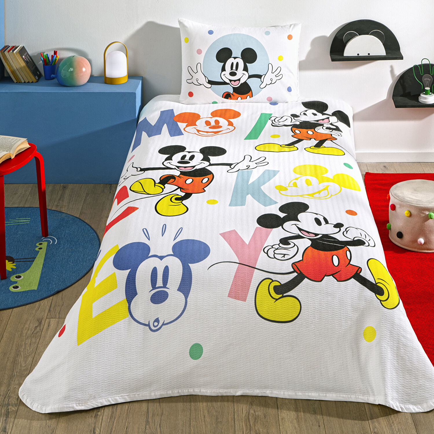 Taç Lisanslı Disney Inside Out Tek Kişilik Pamuk Pike Takımı