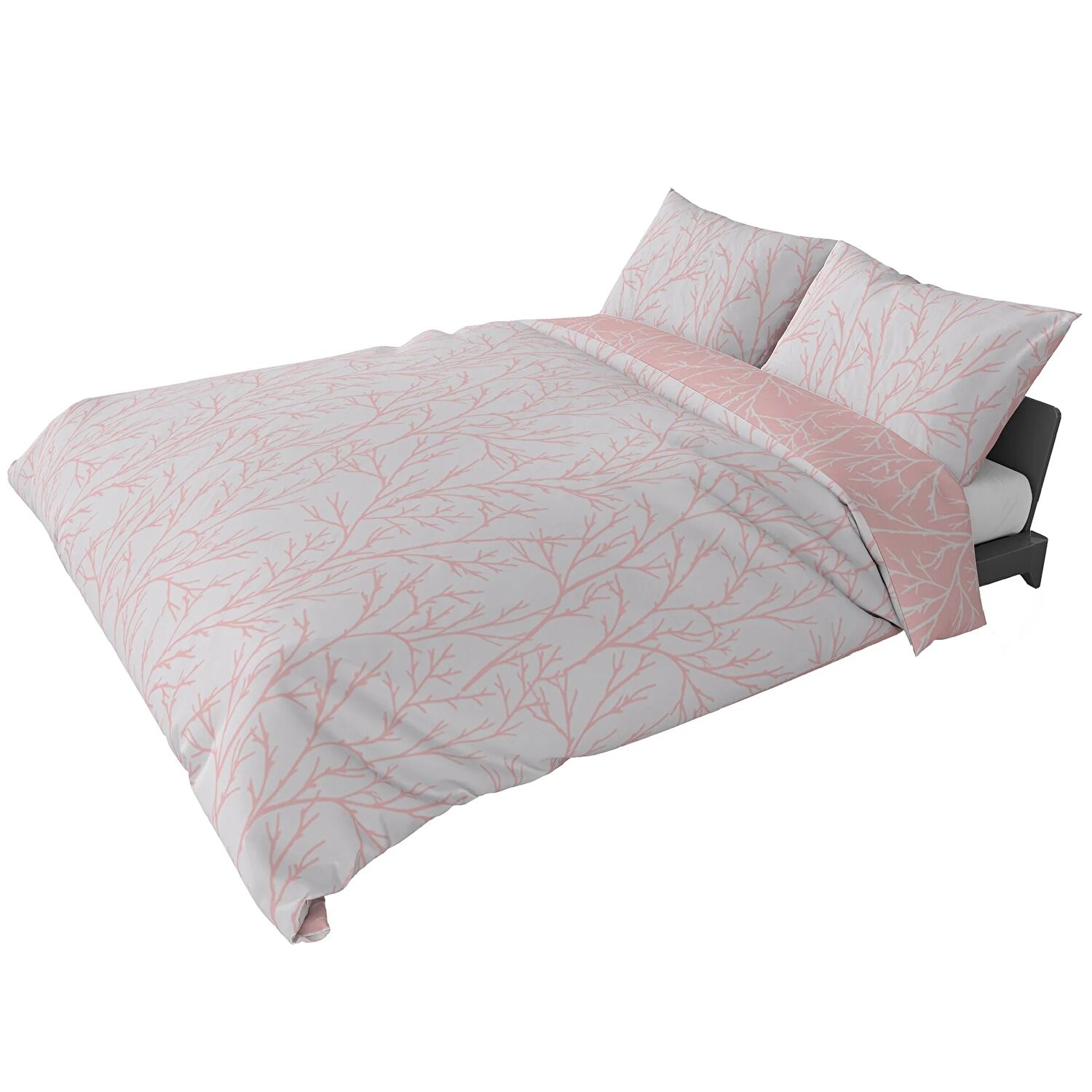 Brielle Çift Kişilik Saten Nevresim Seti Pembe