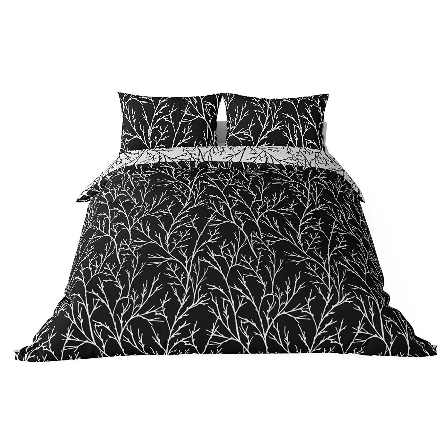 Brielle Çift Kişilik Saten Nevresim Seti Siyah