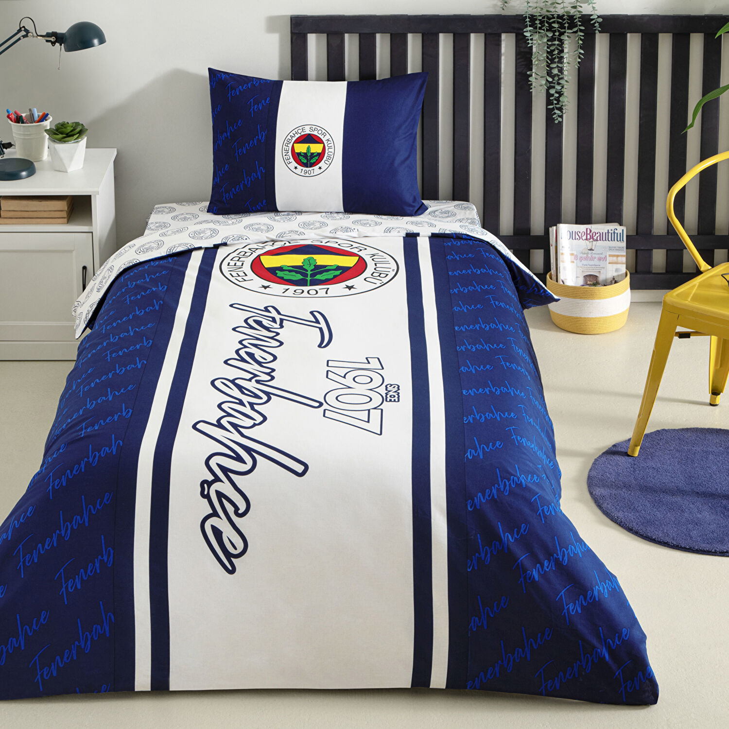 Taç Lisanslı Fenerbahçe 1907 Glow Tek Kişilik Pamuk Nevresim Takımı