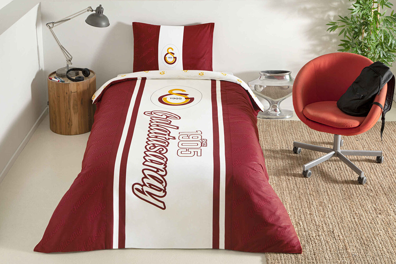 Taç Lisanslı Galatasaray 1905 Glow Tek Kişilik Pamuk Nevresim Takımı