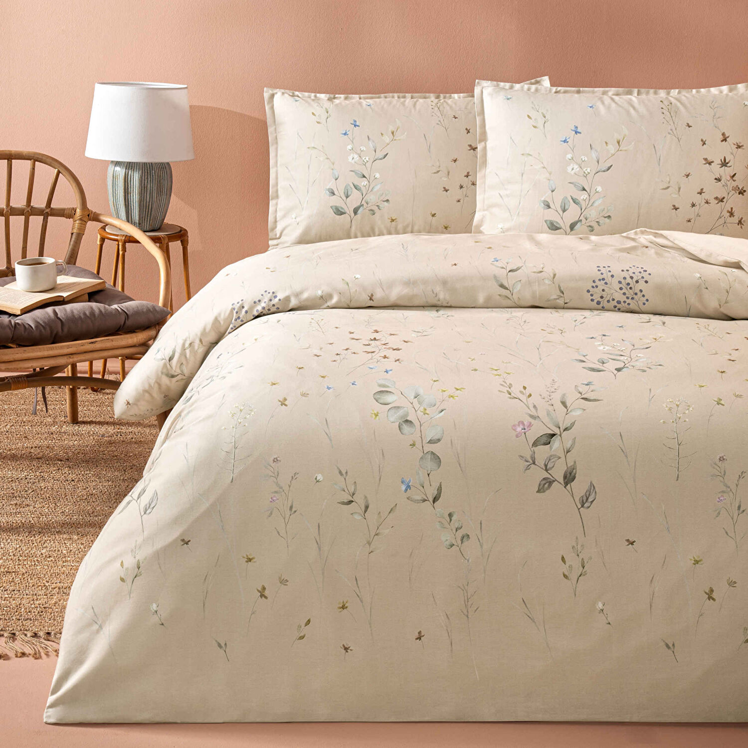 Linens Allday Owen Pamuk Saten King Nevresim Takımı Bej