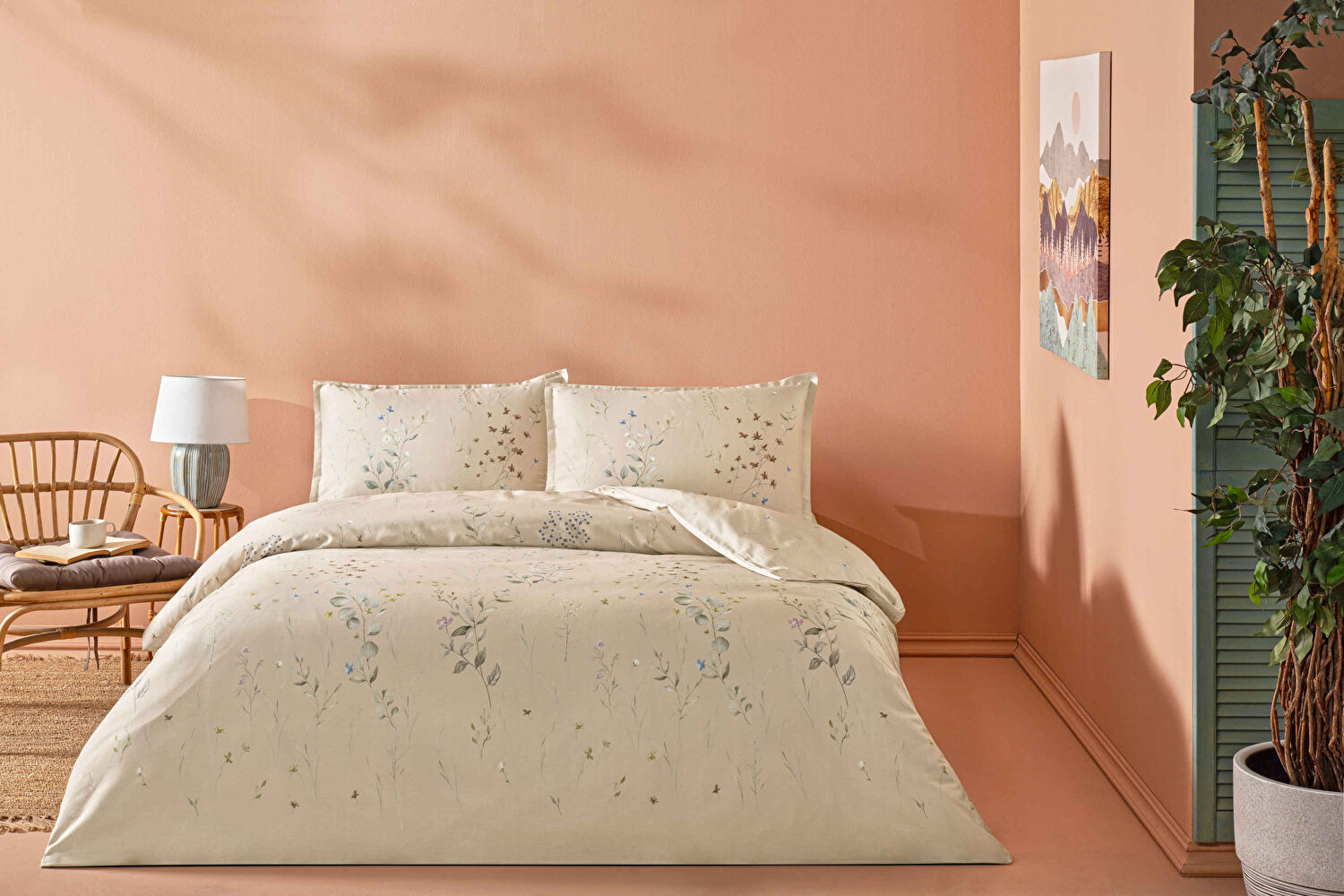 Linens Allday Owen Pamuk Saten King Nevresim Takımı Bej