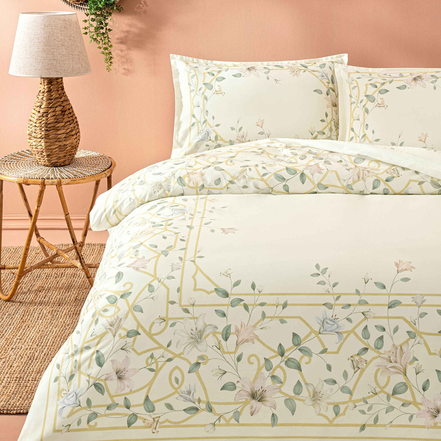 Linens Allday Lukıs Pamuk Saten Tek Kişilik Nevresim Takımı Ekru