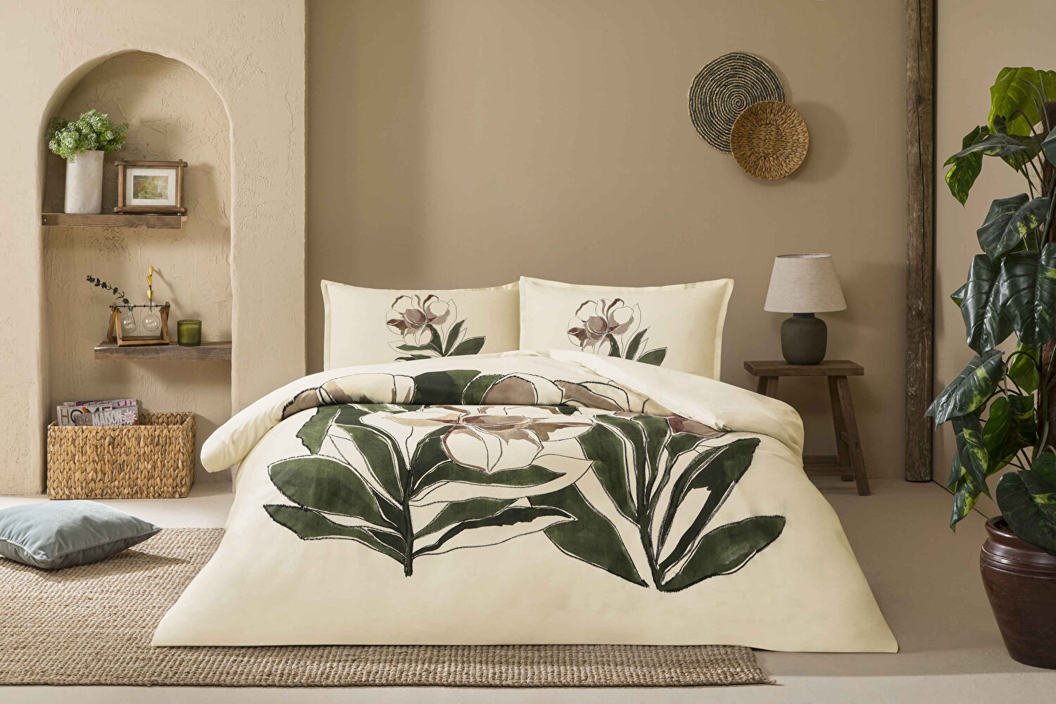 Linens Allday Elony Pamuk Saten Çift Kişilik Nevresim Takımı Ekru