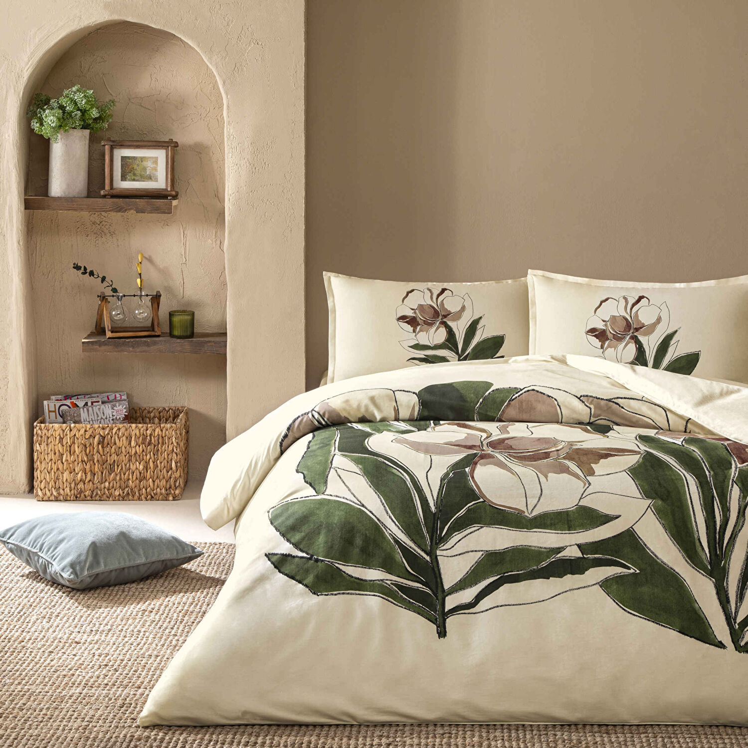 Linens Allday Elony Pamuk Saten Çift Kişilik Nevresim Takımı Ekru