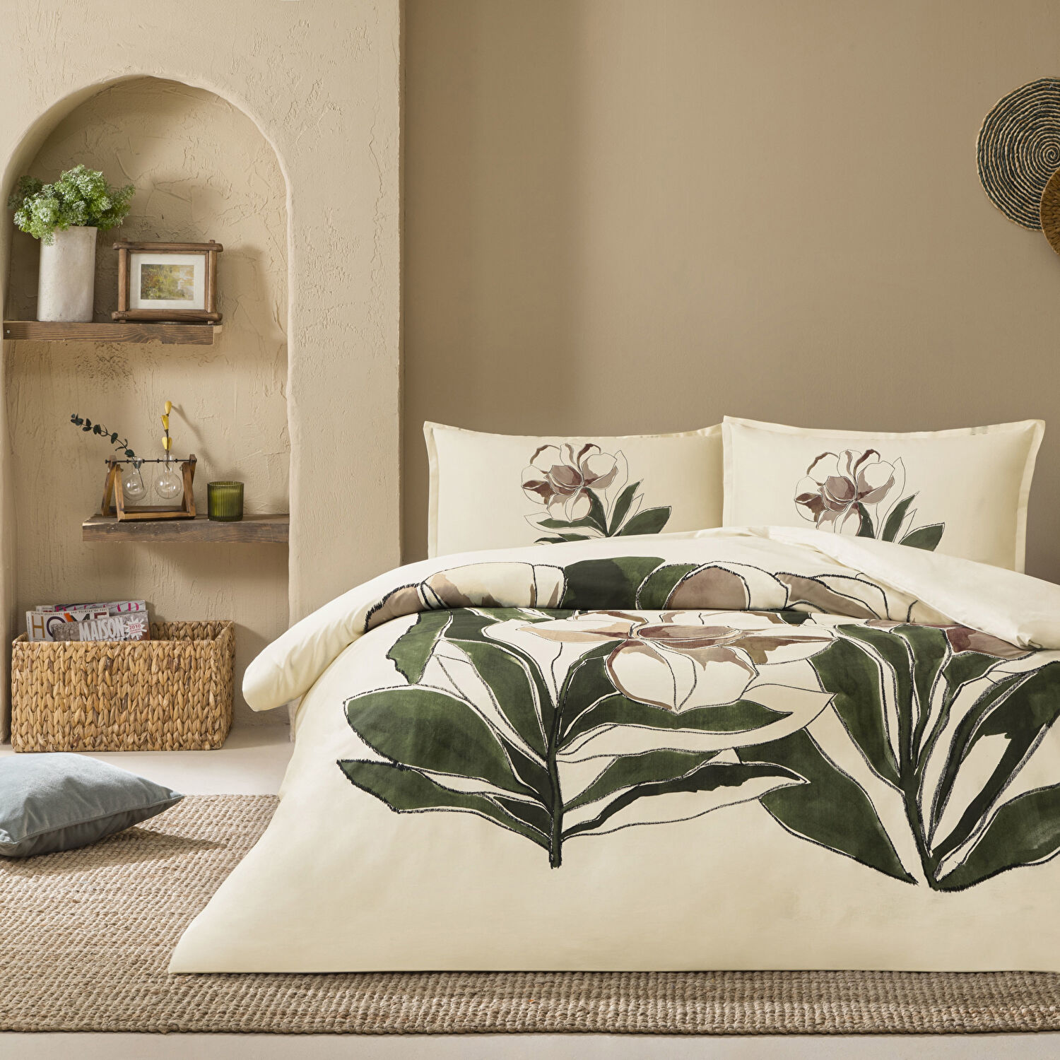 Linens Allday Elony Pamuk Saten Çift Kişilik Nevresim Takımı Ekru