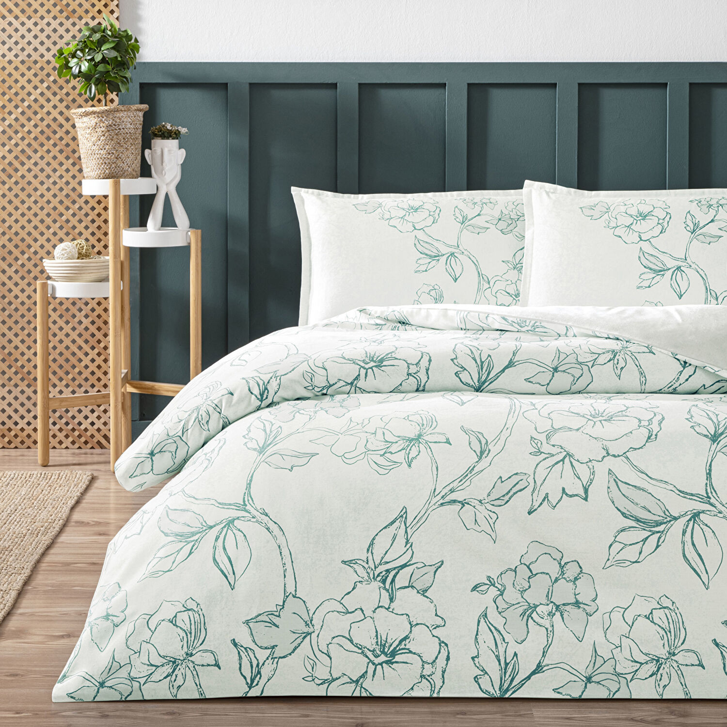 Linens Allday Allas Pamuk Saten Çift Kişilik Nevresim Takımı Mavi