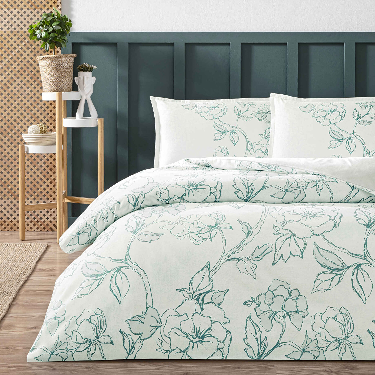 Linens Allday Allas Pamuk Saten Çift Kişilik Nevresim Takımı Mavi