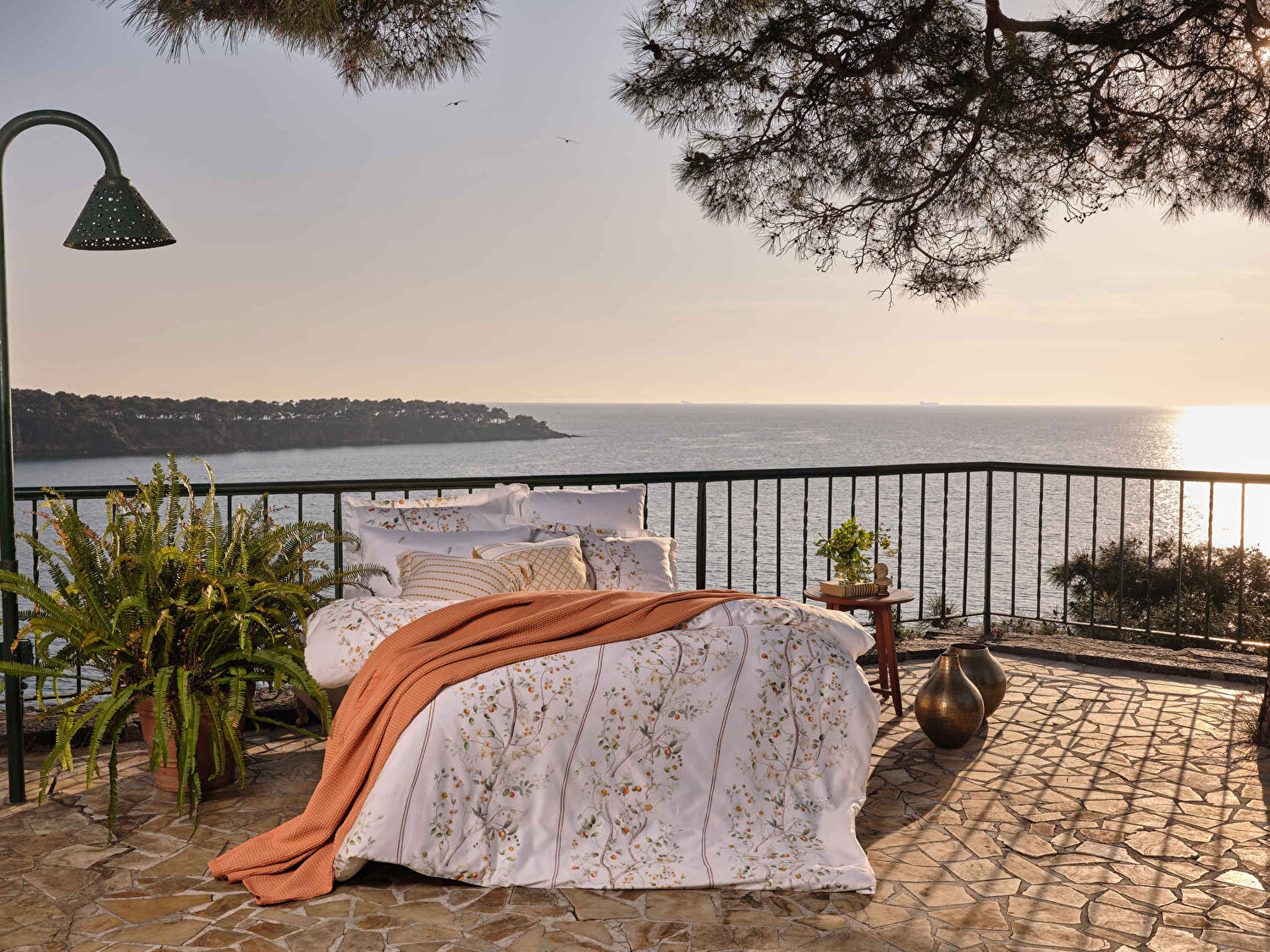 Linens Kamquat Pamuk Saten Çift Kişilik Nevresim Takımı Turuncu