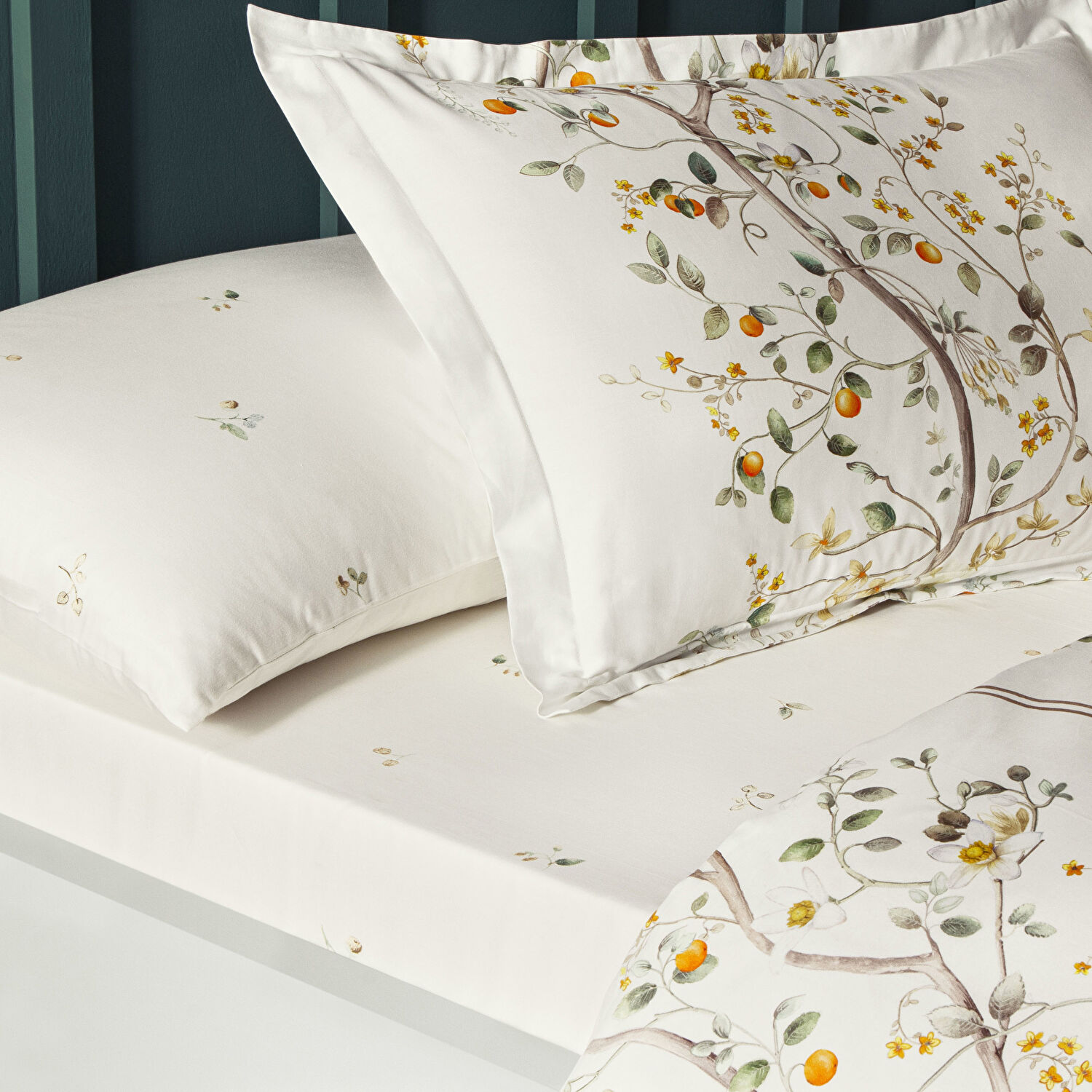Linens Kamquat Pamuk Saten Çift Kişilik Nevresim Takımı Turuncu