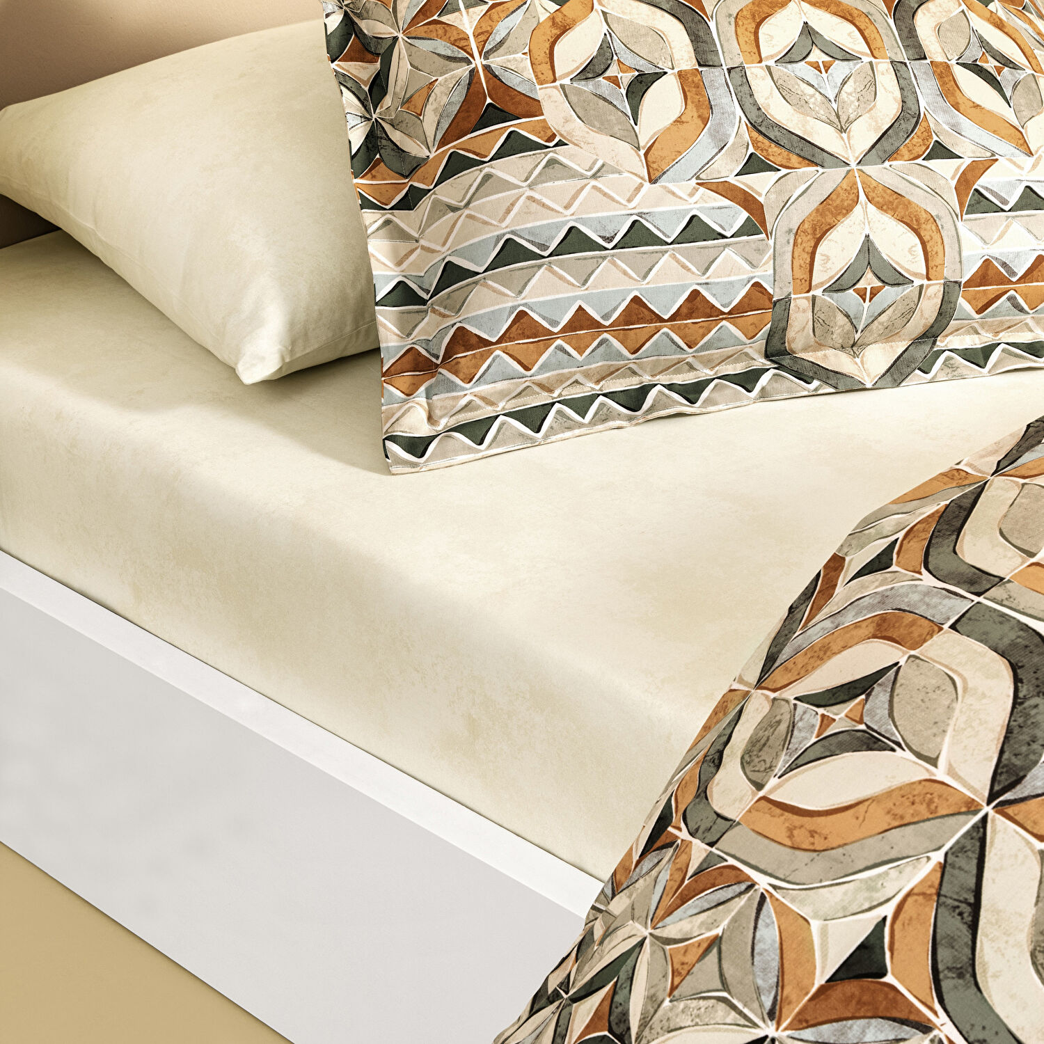 Linens Fresnel Pamuk Saten King Nevresim Takımı Turuncu