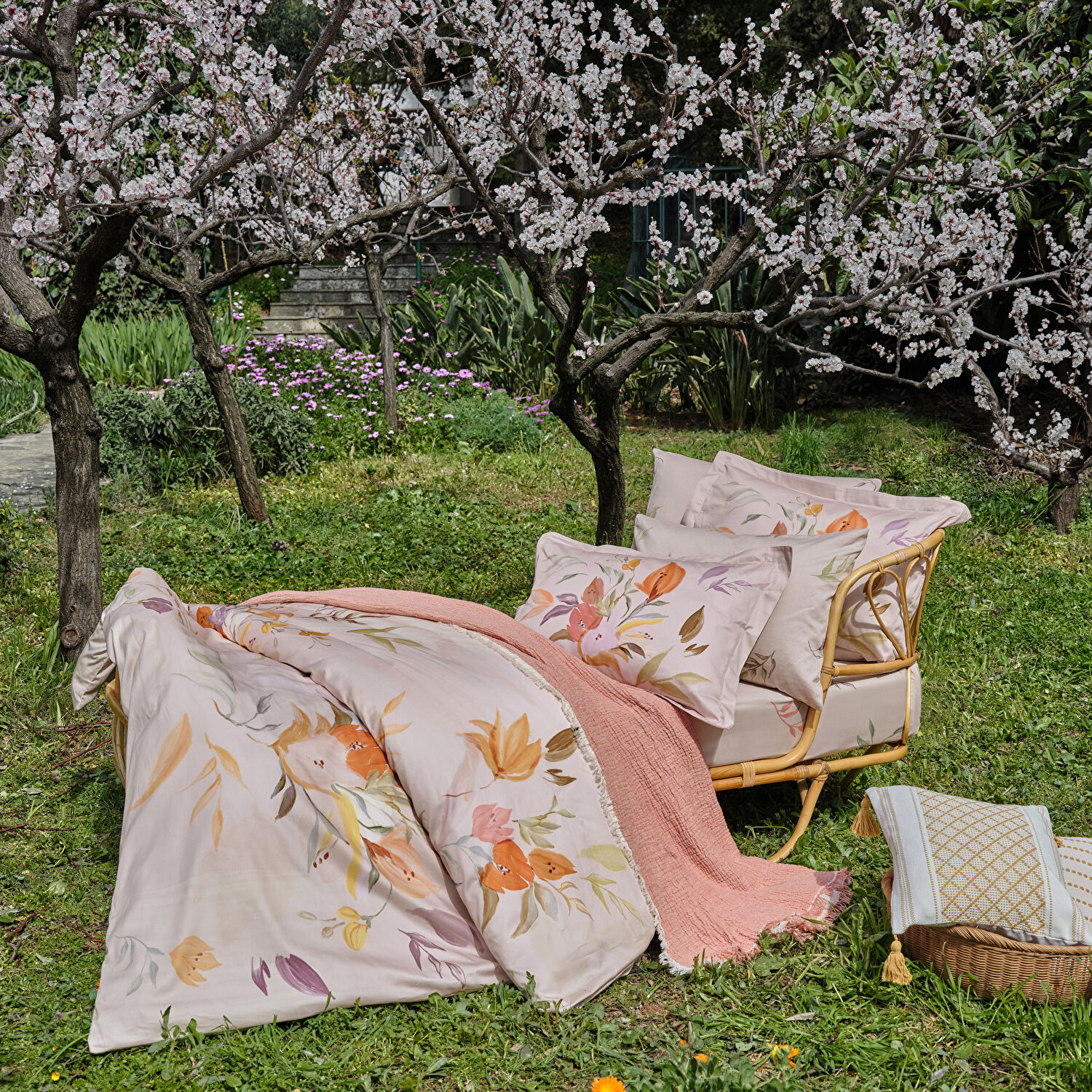 Linens Leina Pamuk Saten King Nevresim Takımı Bej