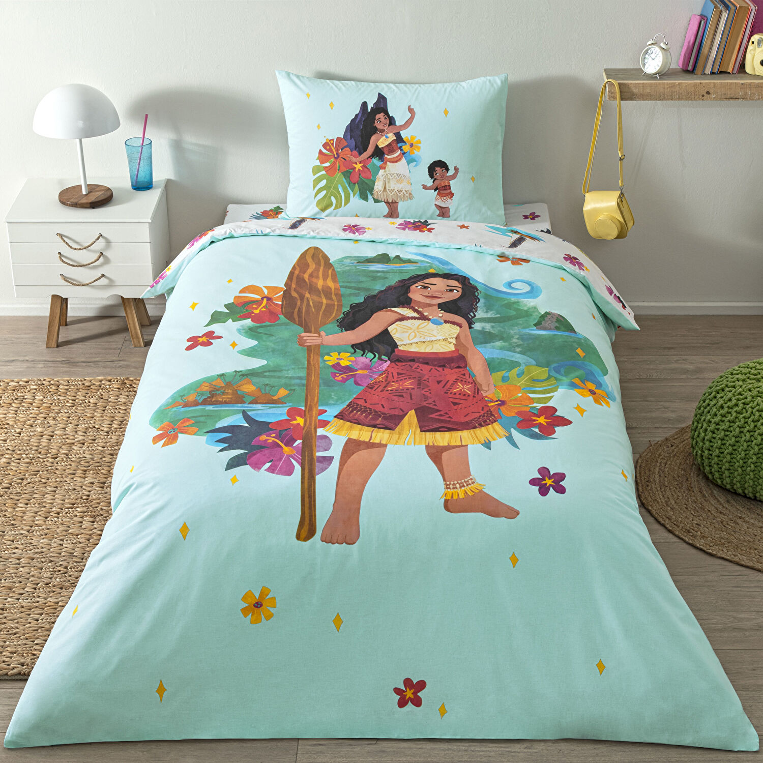 Taç Lisanslı Disney Moana Tek Kişilik Pamuk Nevresim Takımı