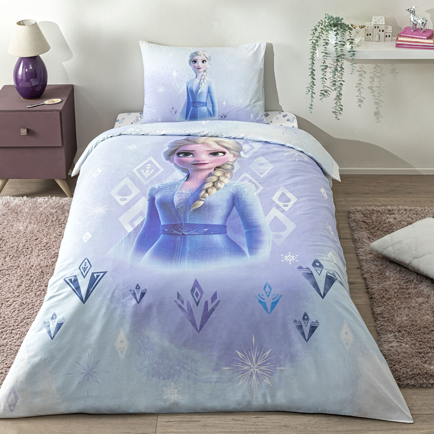 Taç Lisanslı Disney Frozen Diamond Tek Kişilik Pamuk Nevresim Takımı