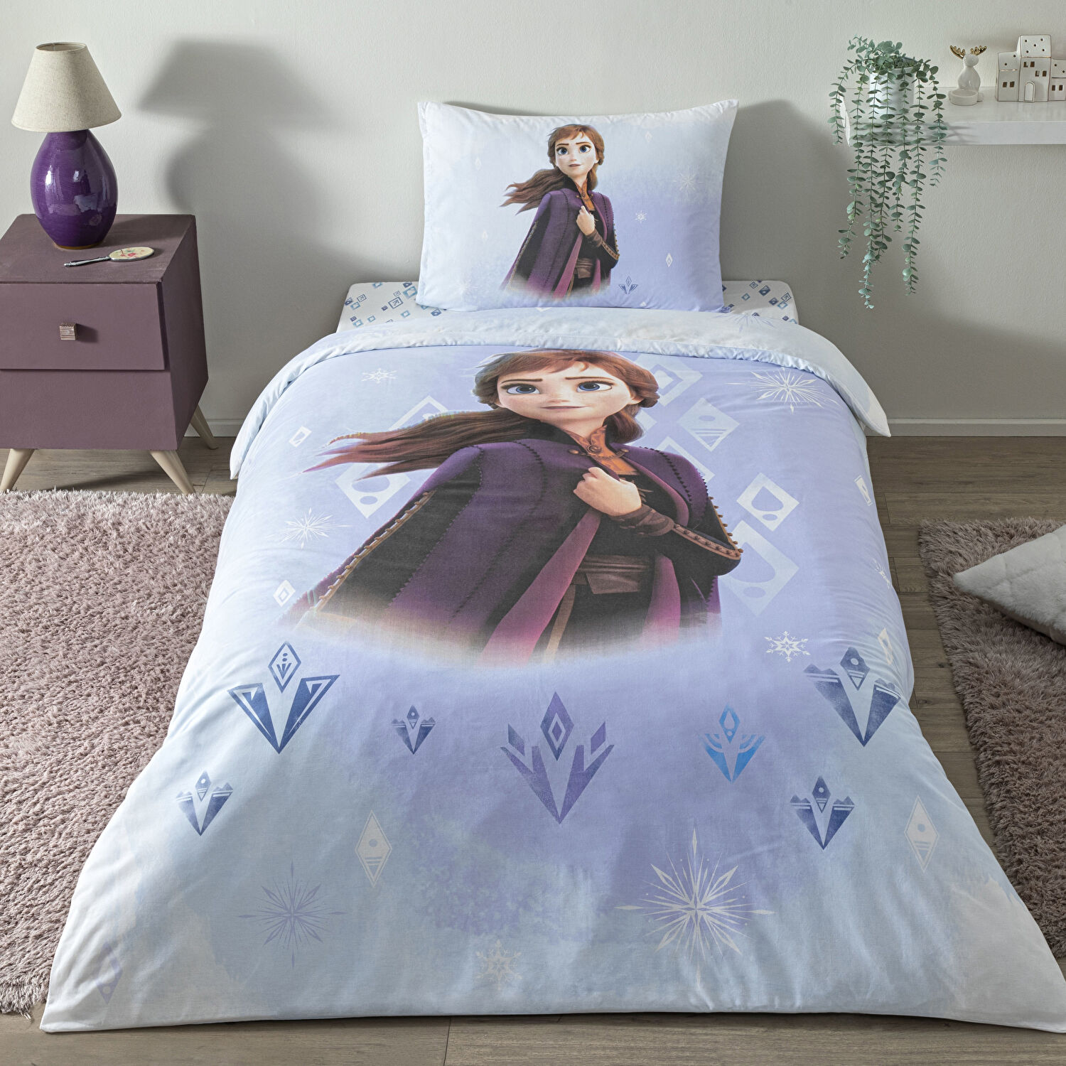 Taç Lisanslı Disney Frozen Diamond Tek Kişilik Pamuk Nevresim Takımı