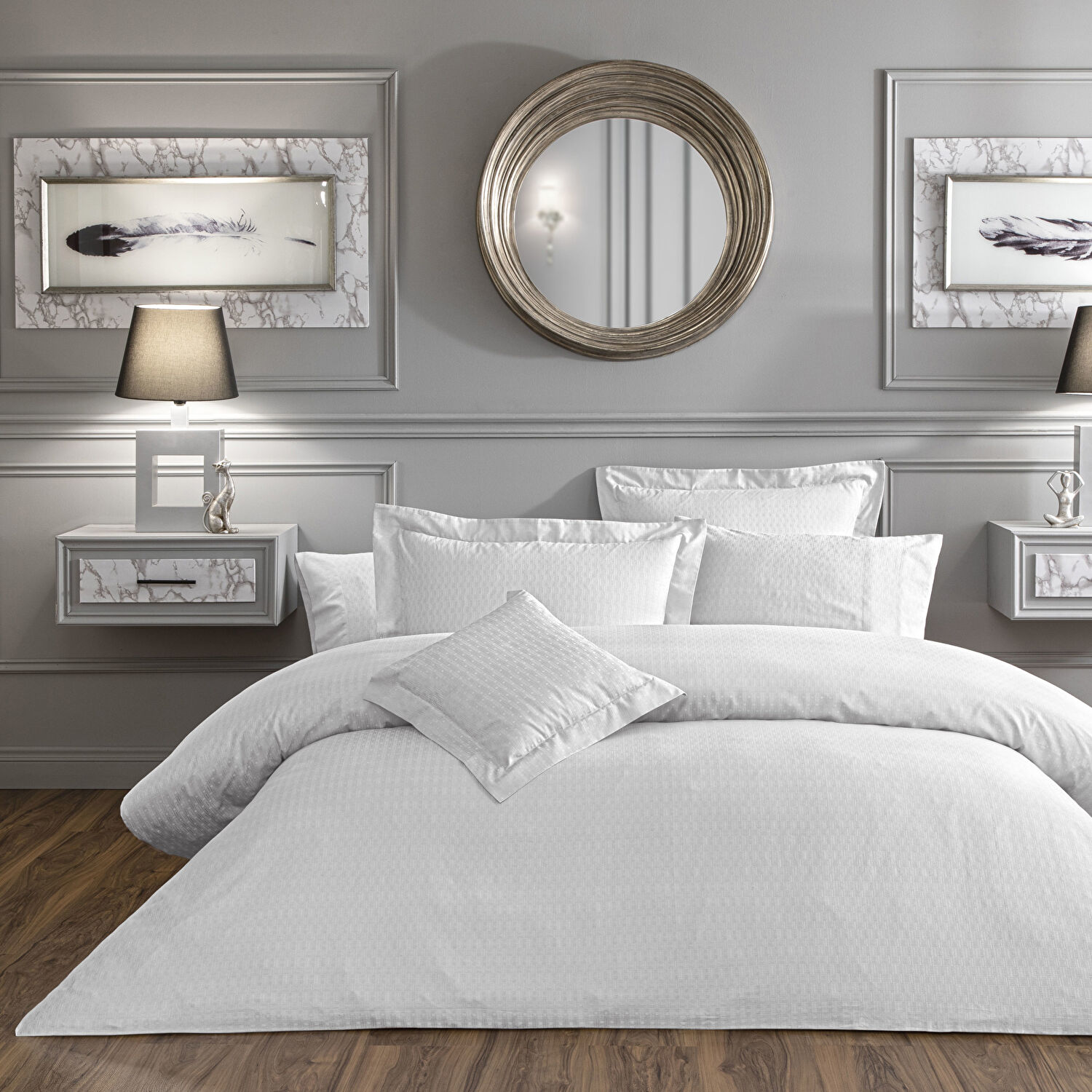 Valeron Davis Jakar King Nevresim Takımı Gri