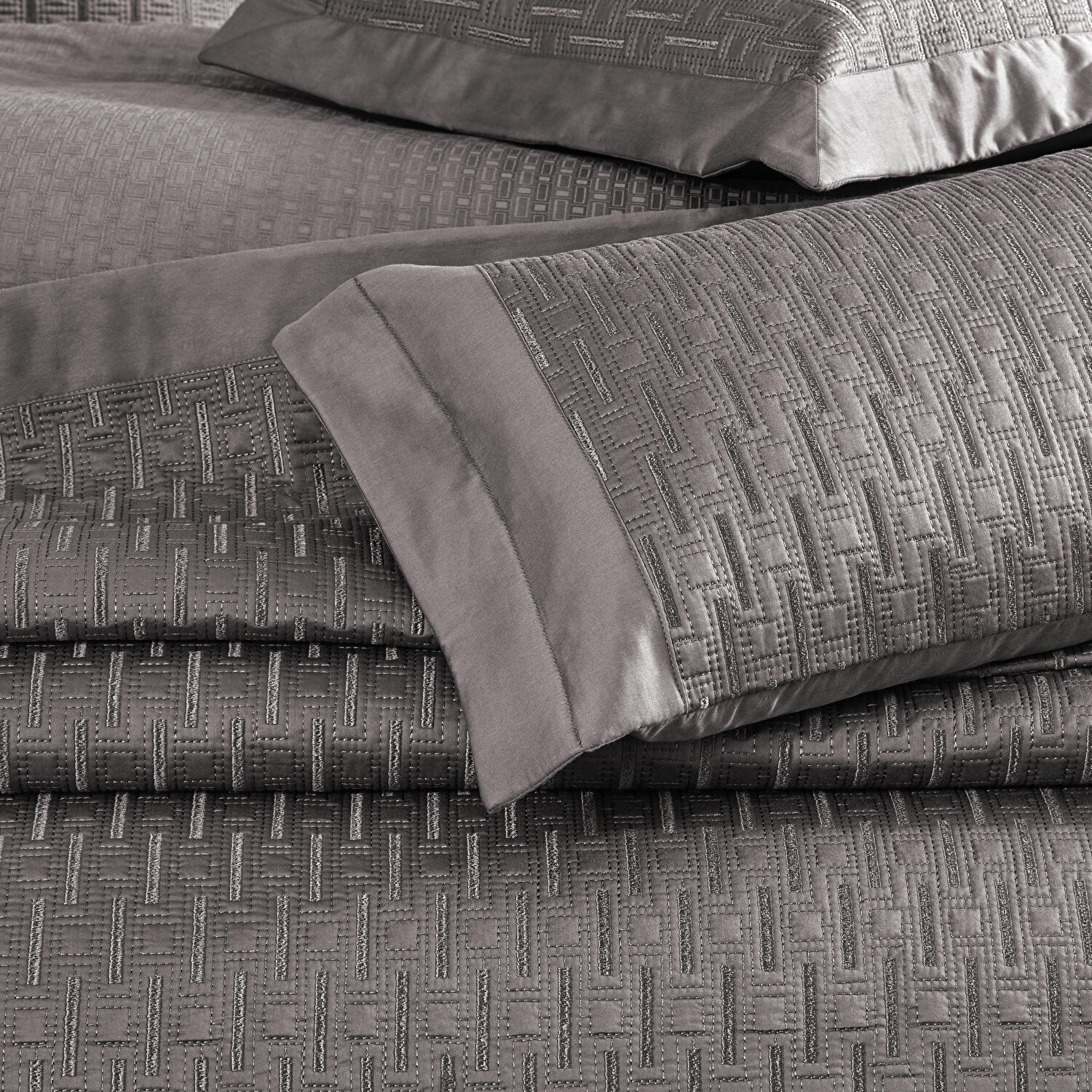 Valeron Cole Çift Kişilik Yatak Örtüsü Seti Antrasit