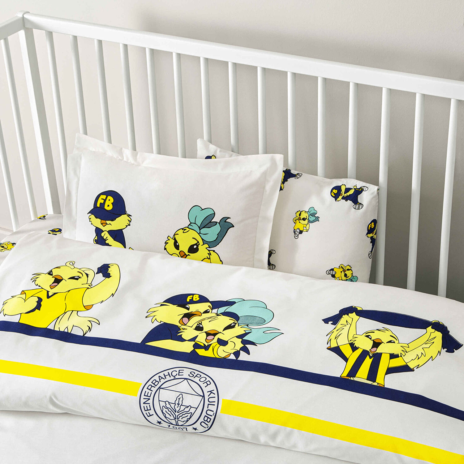 Taç Lisanslı Fenerbahçe Strip Baby Pamuk Bebek Nevresim Takımı