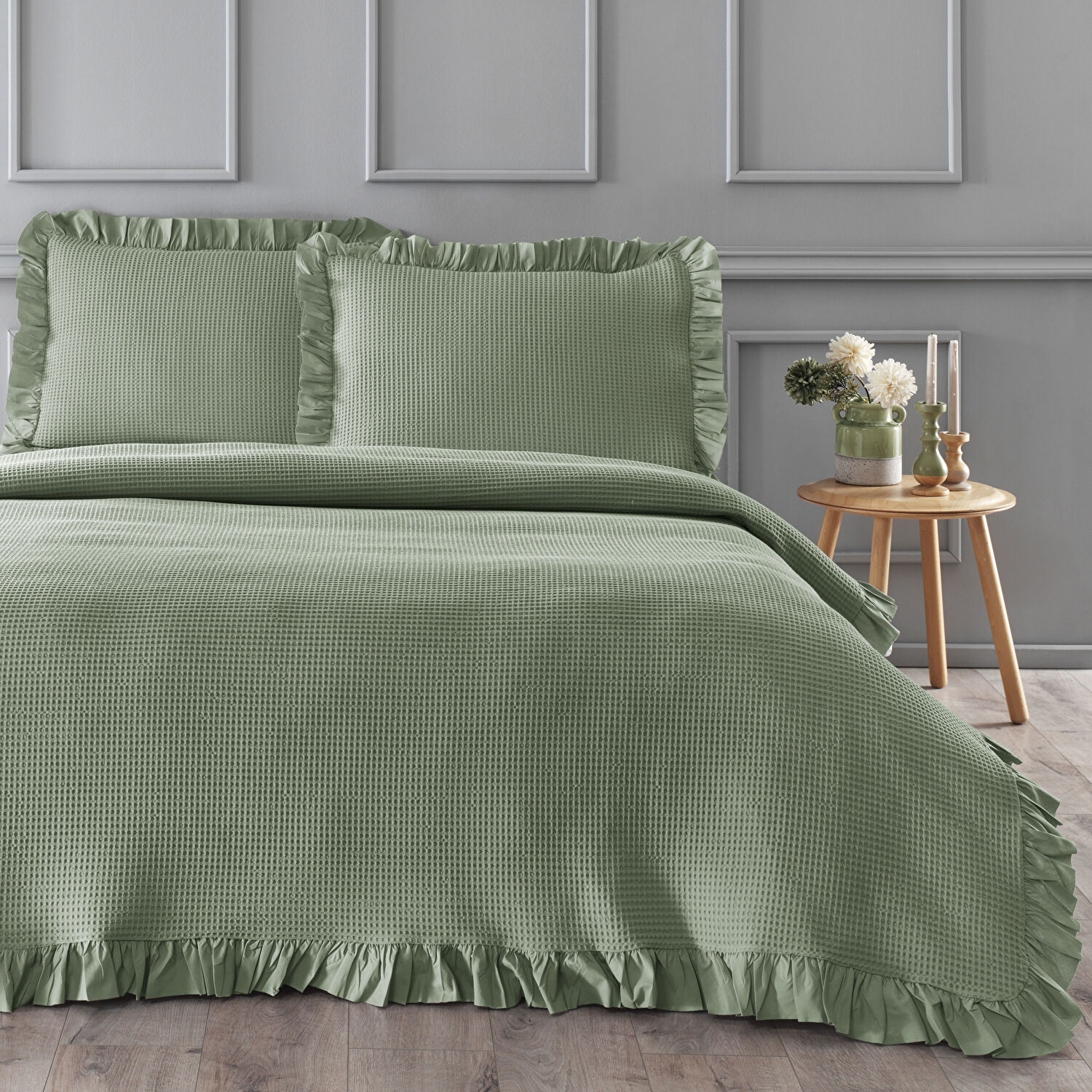 Linens Bsp Çİft Kişilik Yatak Örtüsü Seti Yeşil