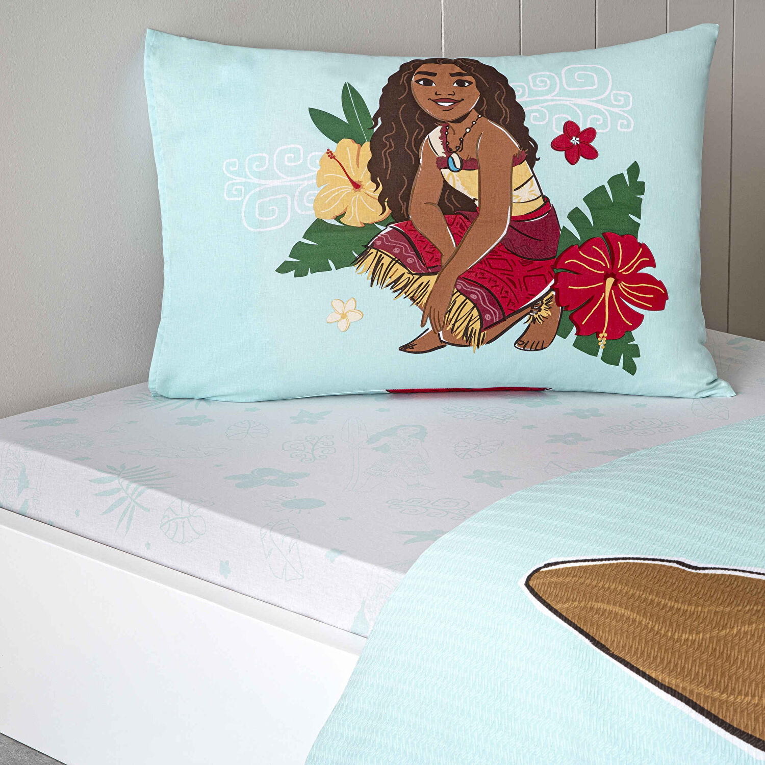 Taç Lisanslı Disney Moana Island Tek Kişilik Pamuk Pike Takımı