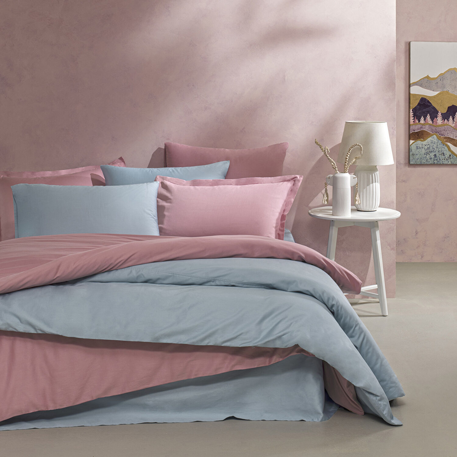 Linens Mix&Match Pamuk Saten Tek Kişilik Lastikli Çarşaf Mavi