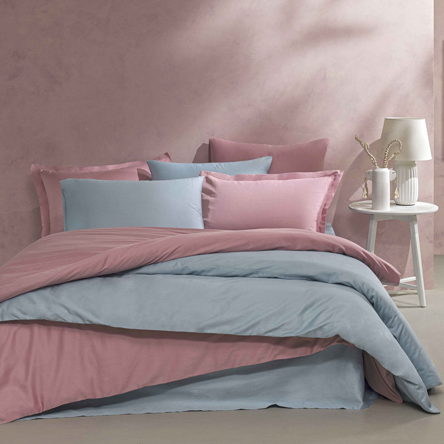 Linens Mix&Match Pamuk Saten Çift Kişilik Lastikli Çarşaf Mavi