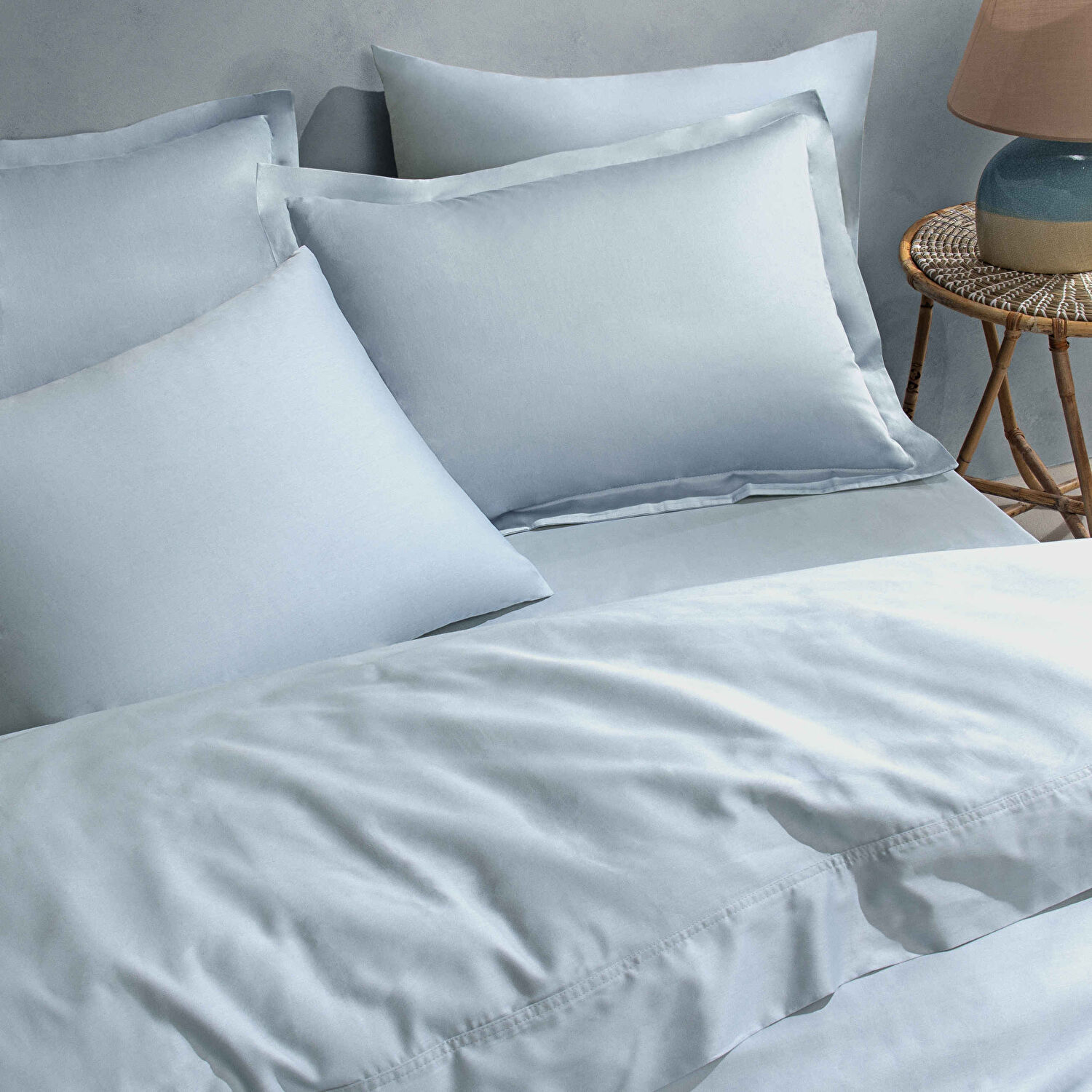 Linens Mix&Match Pamuk Saten Çift Kişilik Lastikli Çarşaf Mavi