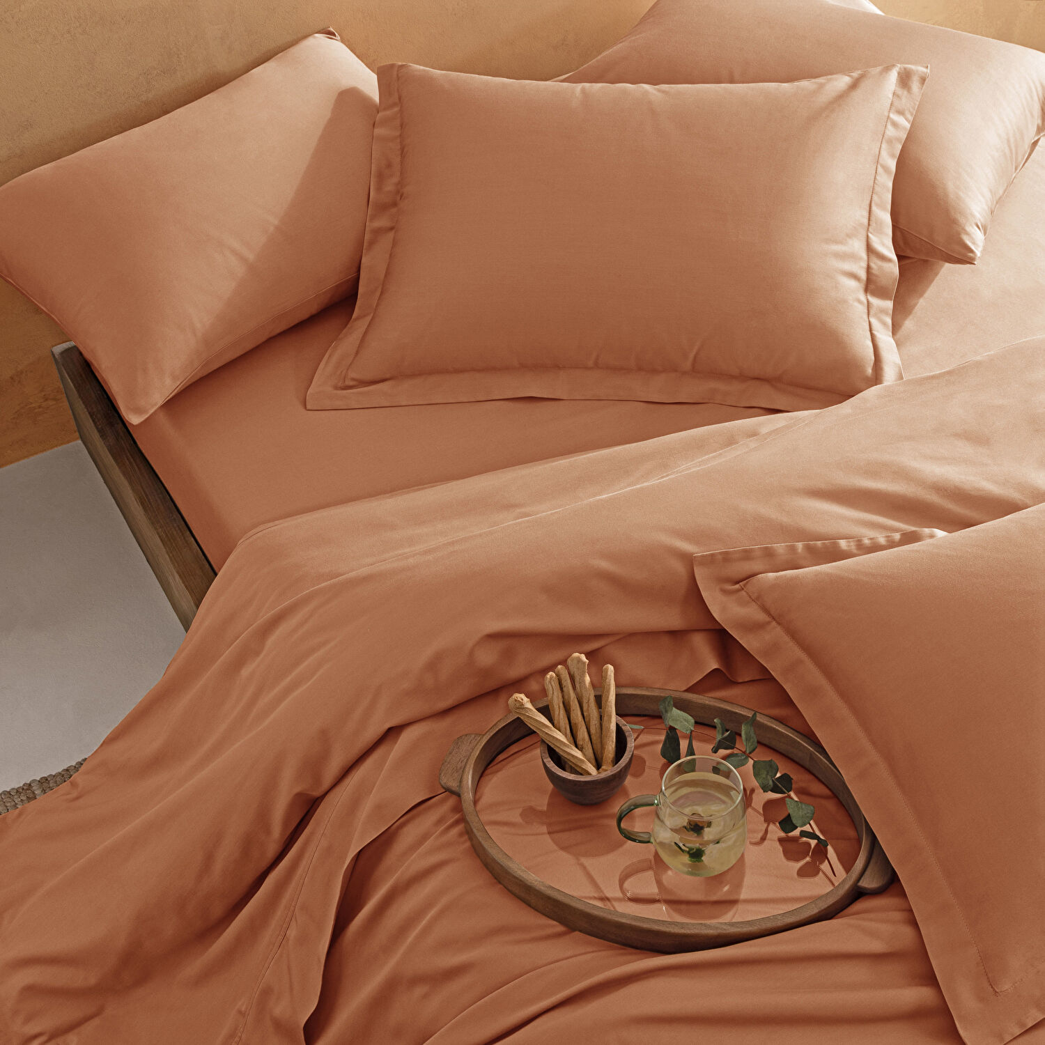 Linens Mix&Match Pamuk Saten Çift Kişilik Saten Nevresim Kılıfı Turuncu